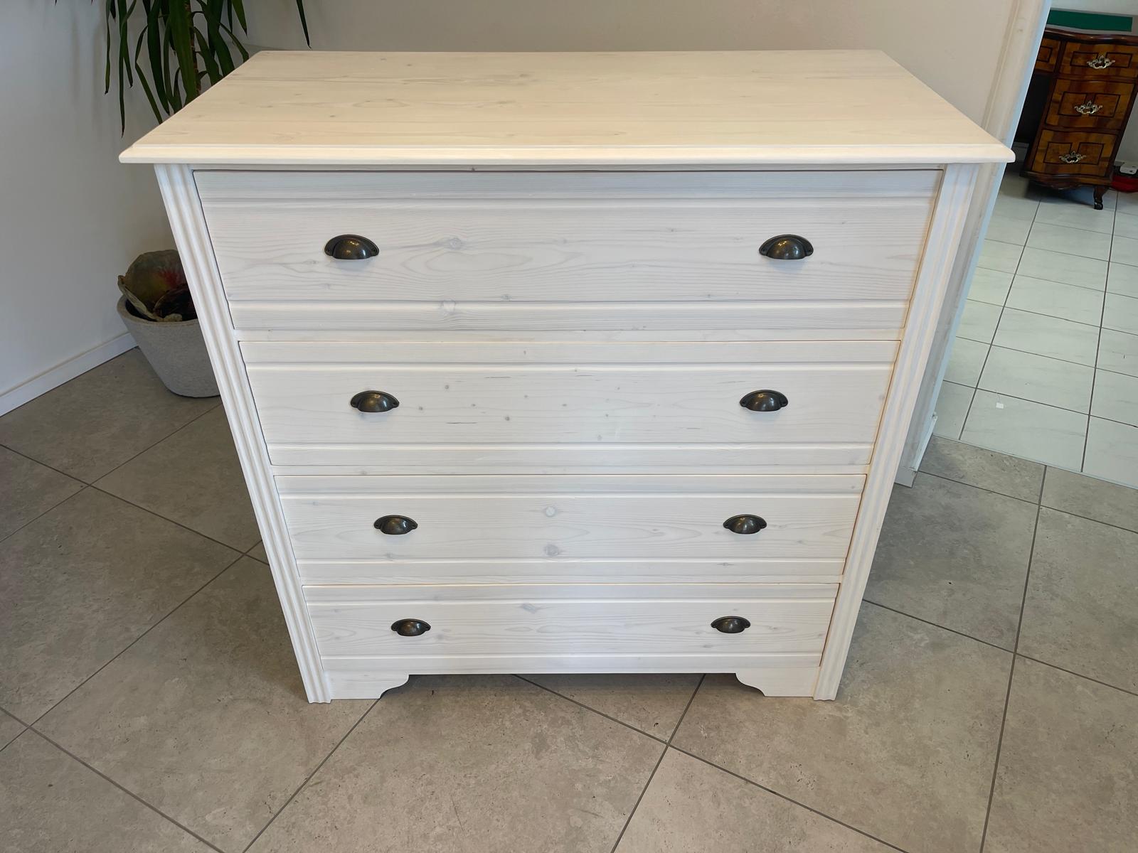 Bäuerliche Anrichte Sideboard Kommode Naturholz Fichtenholz Weiss G1071