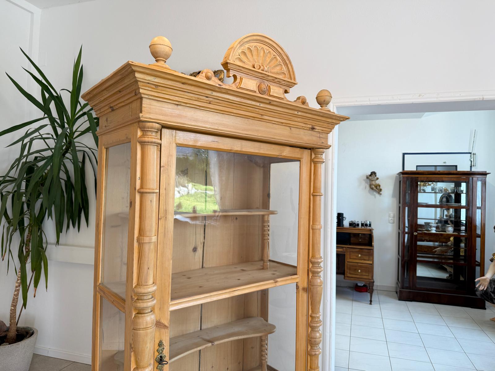 Originale Vitrine Bauernschrank Naturholz Bücherschrank Bauernvitrine Antik G2144