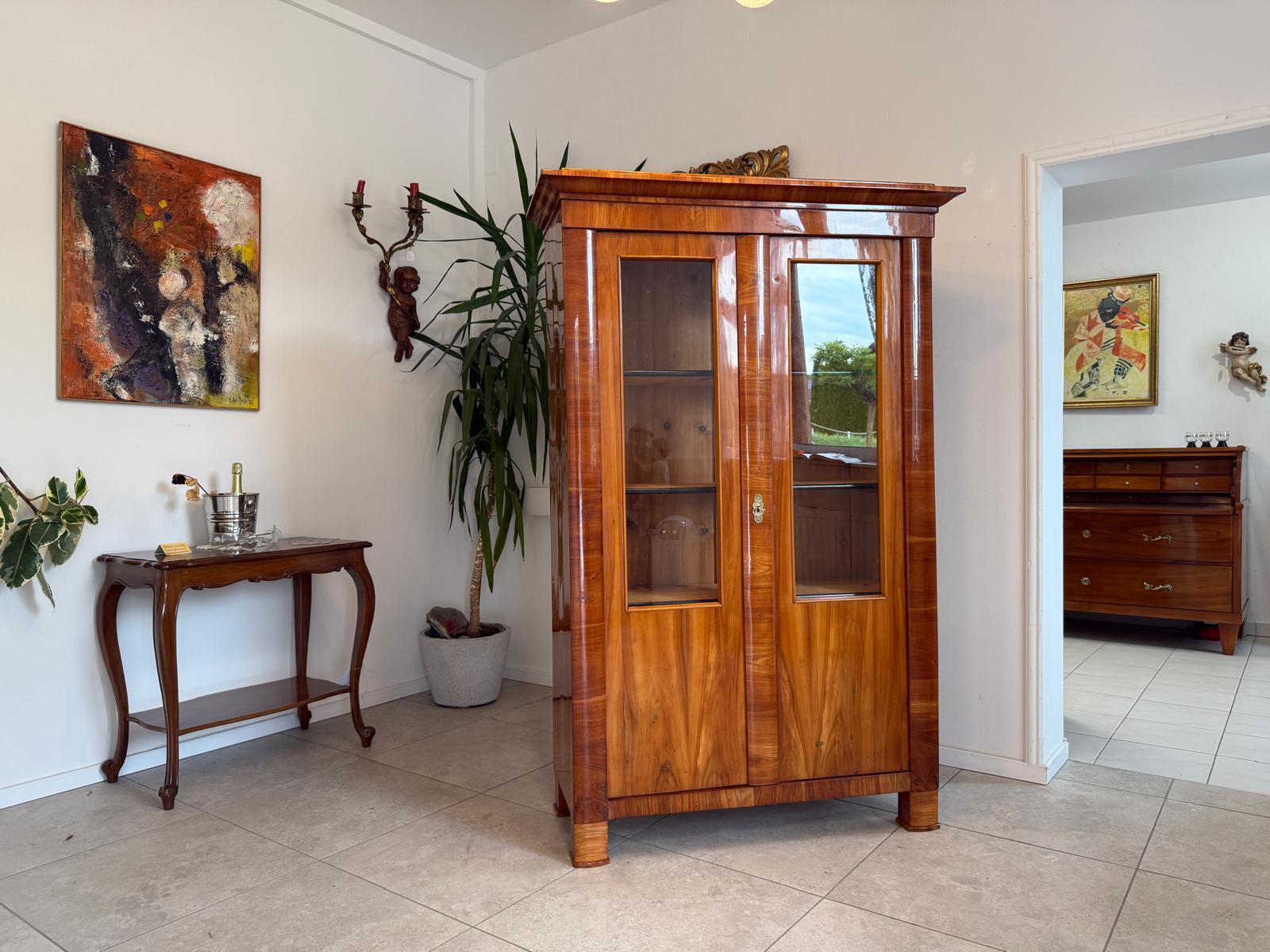 SALE Biedermeier Vitrine Bücherschrank Sammlervitrine Kirschholz Antiquität G1818