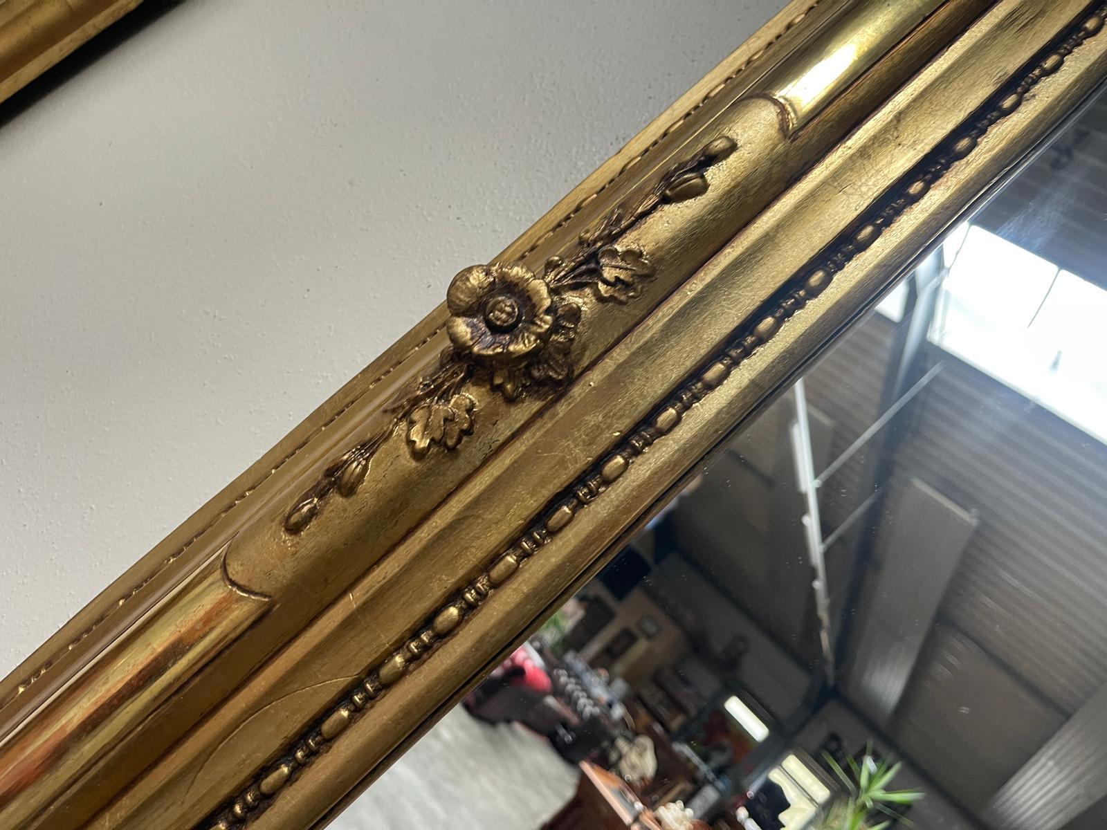Originaler vergoldeter Biedermeier Spiegel Holzspiegel Rosenspiegel G1337