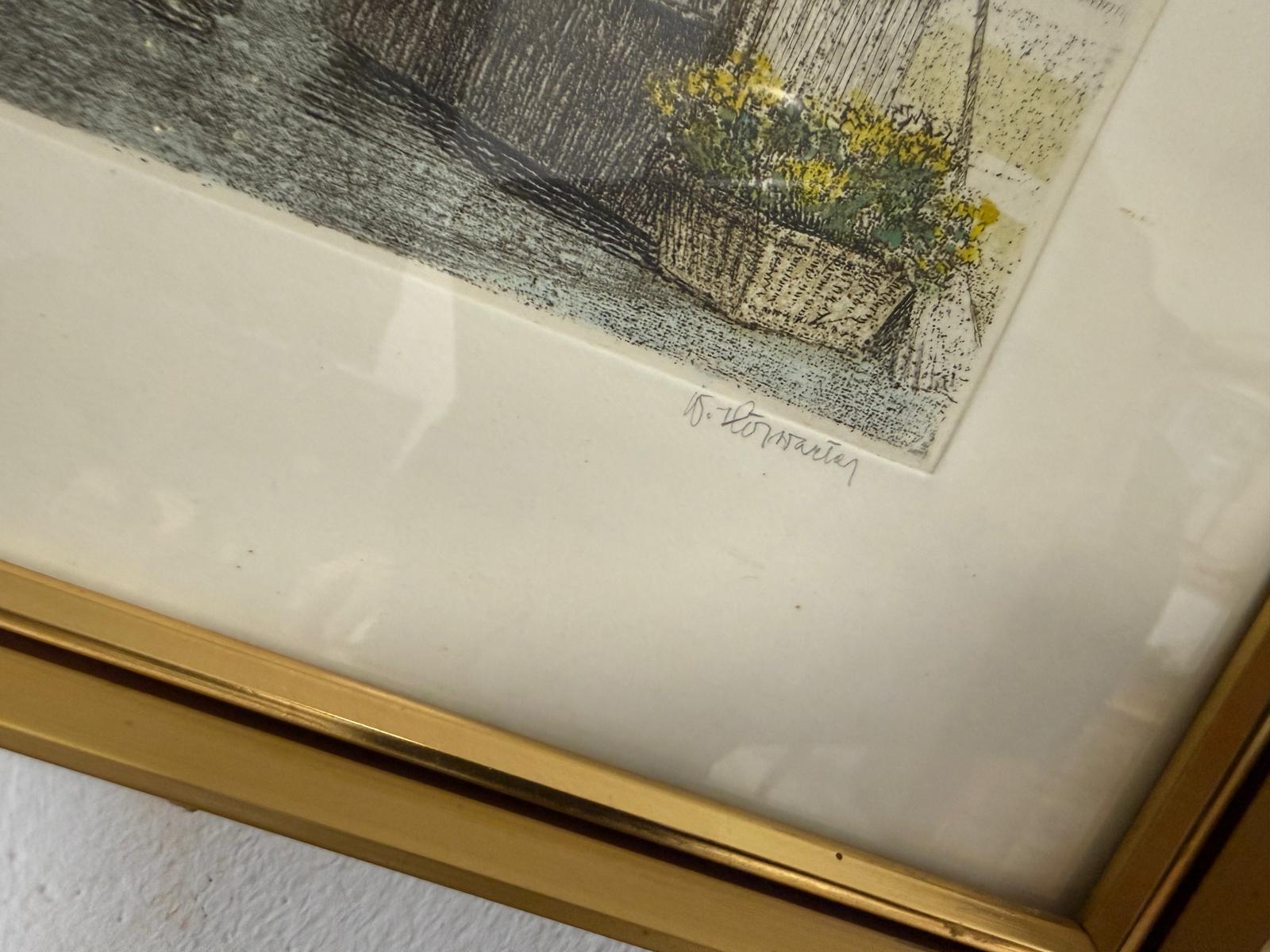 Stimmungsvolle Farblithografie mit Wiener Stadtmotiv Wiener Staatsoper D1122