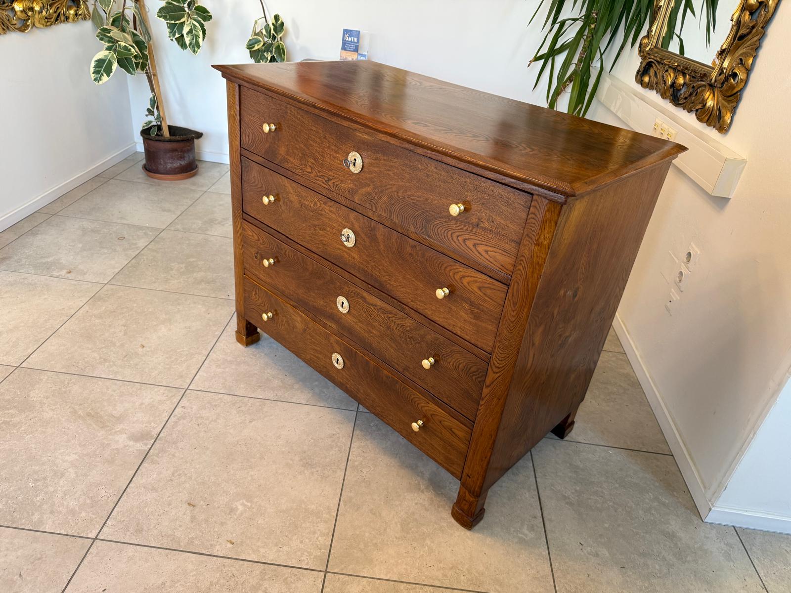 Biedermeier Schreibkommode Eichenholz Antiquität Antikmöbel Restauriert D1174