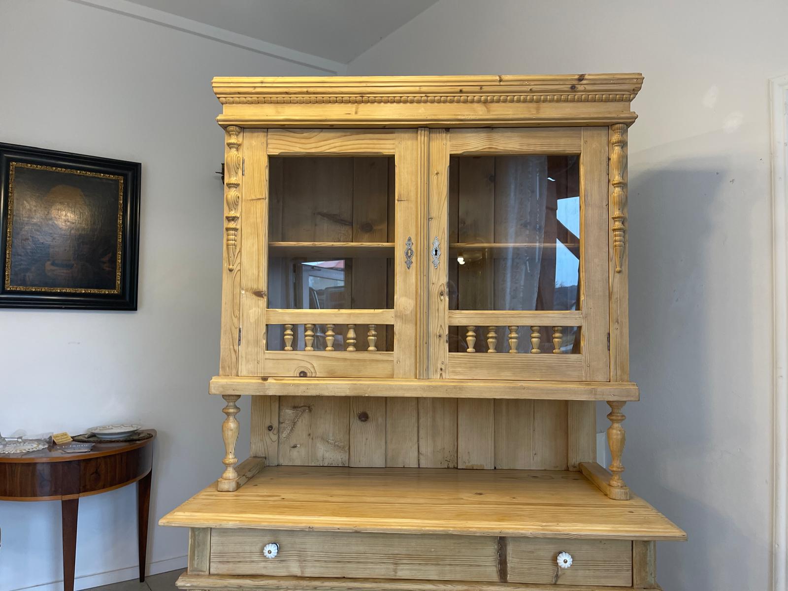 Restaurierte Gründerzeit Küchenschrank Vitrinenschrank Bauernschrank Bauernmöbel G1047