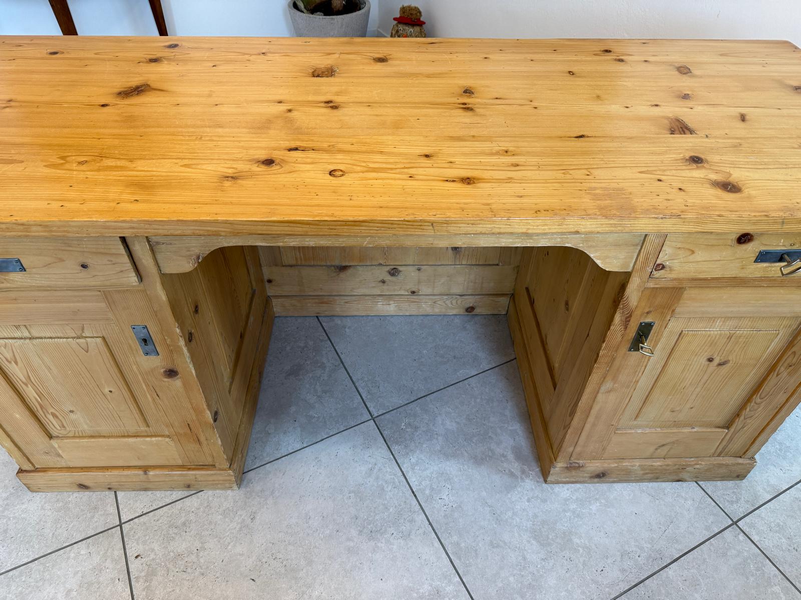 Bäuerlicher Jugendstil Schreibtisch Sekretär Naturholz G2343