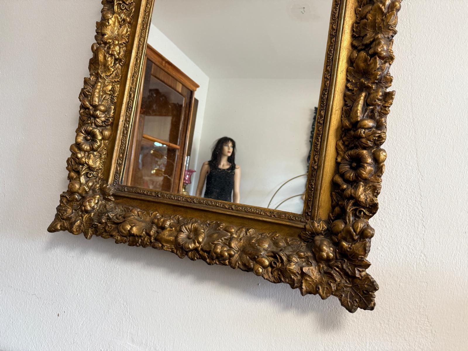 Rosenspiegel Ritterspiegel um 1860 Rosen Spiegel  Traum Rahmen G2167