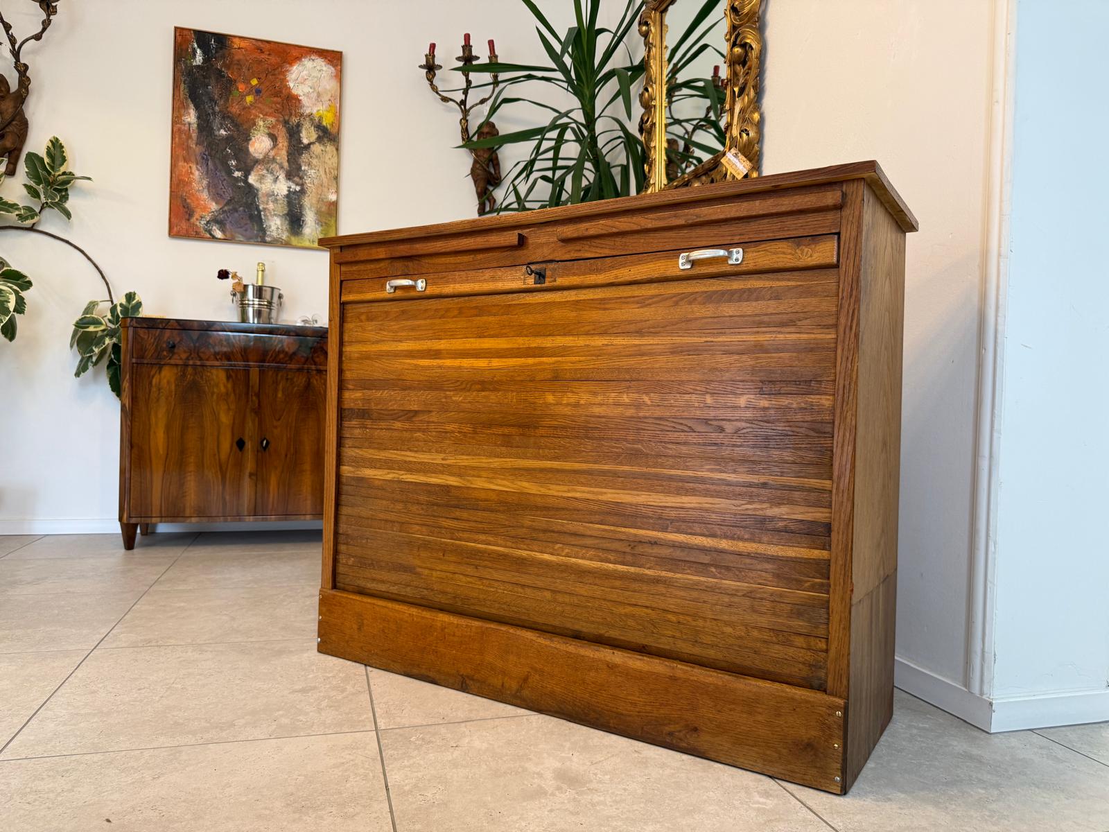 Jugendstil Rolladenschrank Antik Braun Büroschrank G2018