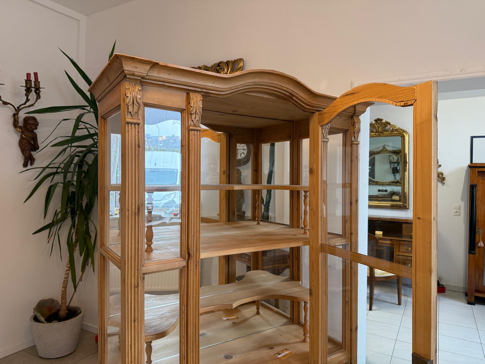 Bäuerliche Gründerzeit Vitrine Bauernvitrine Bauernschrank Naturholz G2340