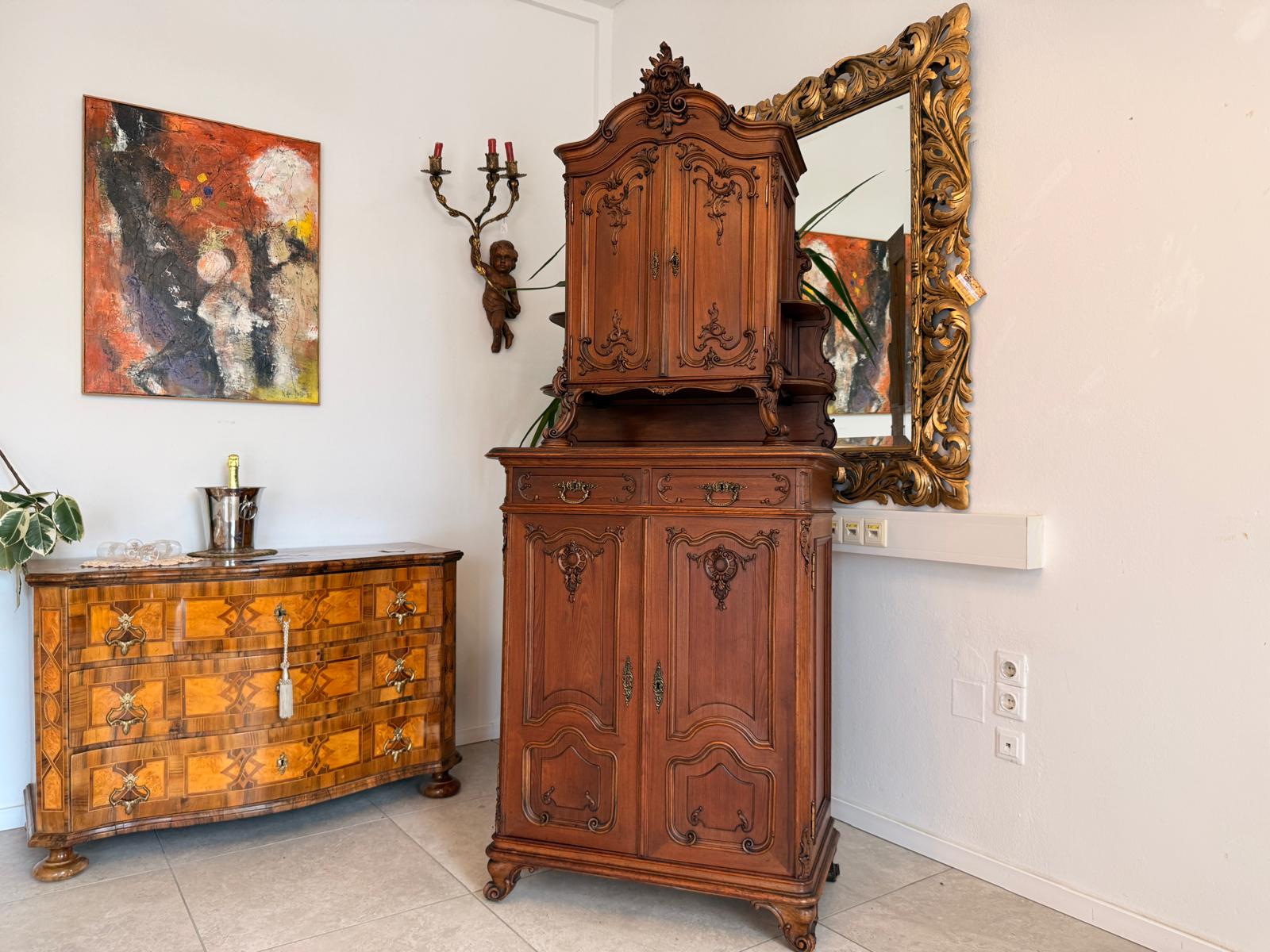 SALE Pfeiferlbarock Aufsatzbuffet Altarschrank Aufsatzschrank Eichenholz  D2663