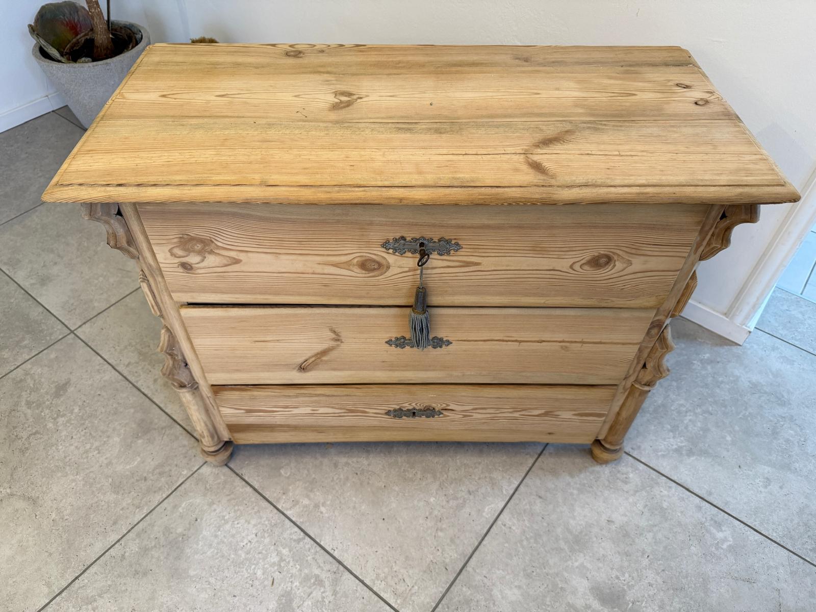 Restaurierte Gründerzeit 3 Laden Kommode Luize Phillipe Weichholz G2299