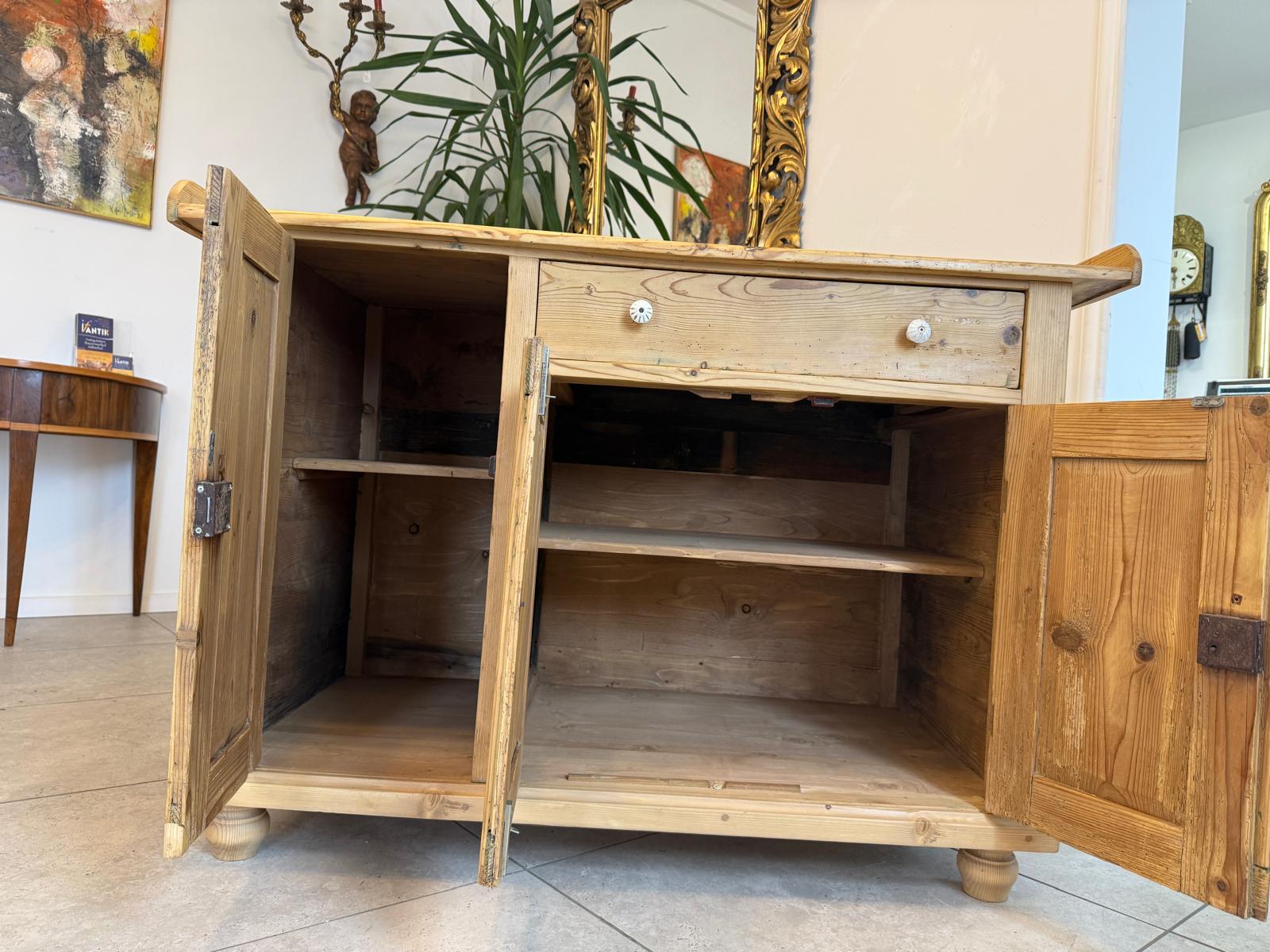 Bäuerliche Wickelanrichte Kommode Naturholz Antik & Alt D1083