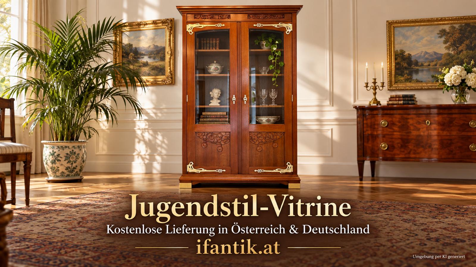Jugendstil Vitrine Glasschrank Bücherschrank Bibliothekschrank Antiquität D2866