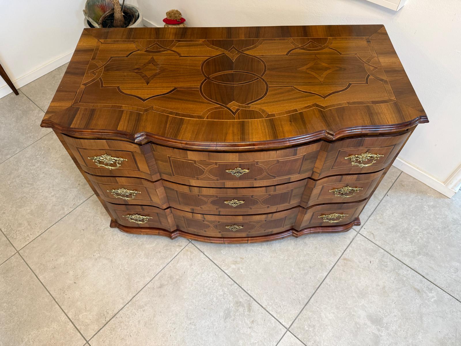 Authentische Barock Kommode Obstholz Marketerien Antiquität Nussholz  G2370