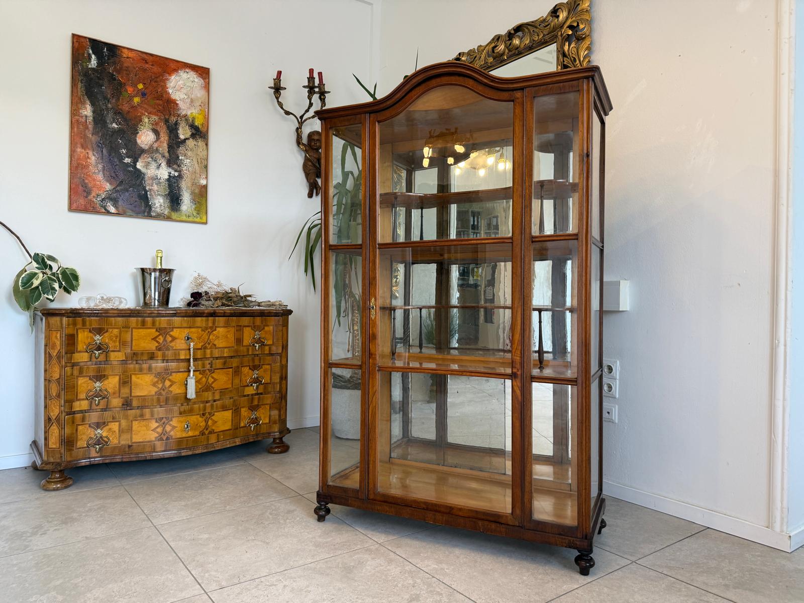 Altrestaurierte Spätbiedermeier Vitrine Bücherschrank Glasschrank Antiquität D2725