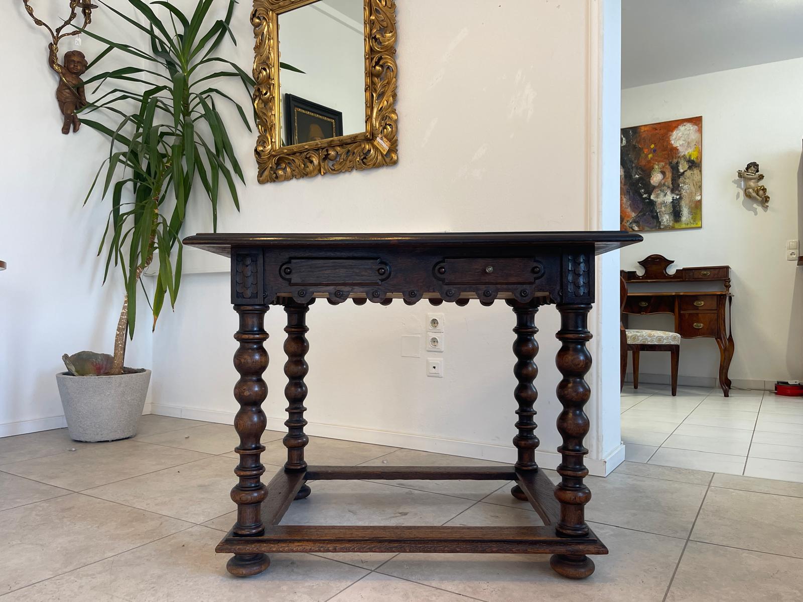 Sale Originaler Prächtiger Tisch Barocktisch Säulentisch G1205