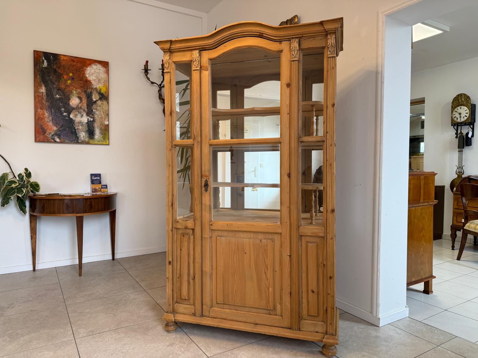 Bäuerliche Gründerzeit Vitrine Bauernvitrine Bauernschrank Naturholz G2340