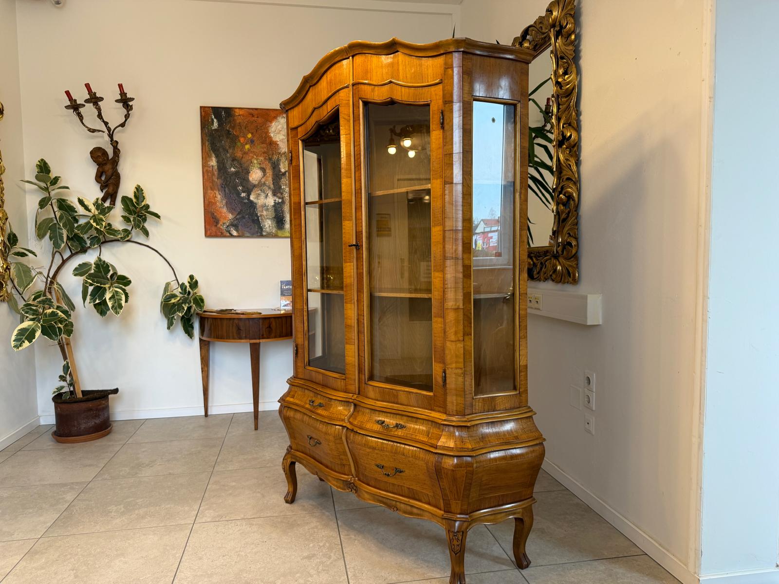 Bücherschrank Barock Barockstil Vitrine Glasschrank Wohnzimmerschrank G2236