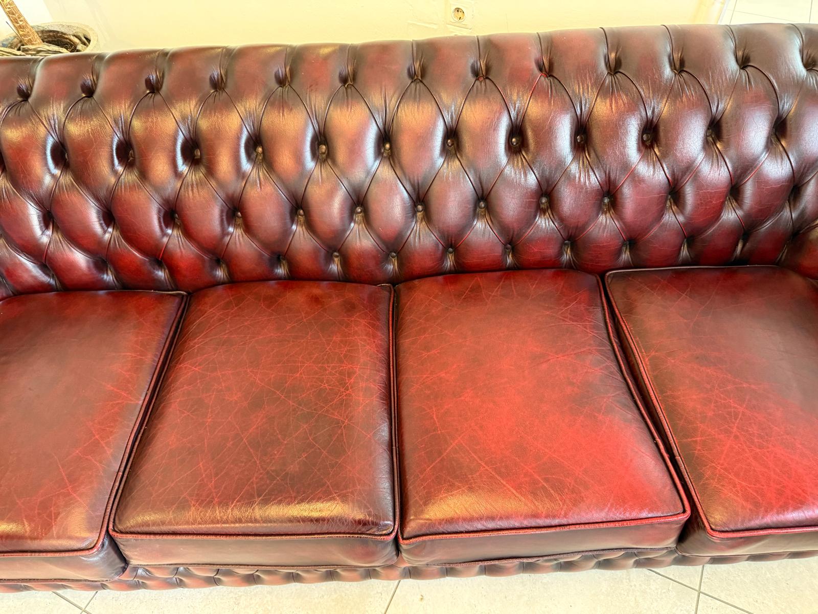 Chesterfield 4er Clubsofa Diwan Echtledersofa Oxblood D2923