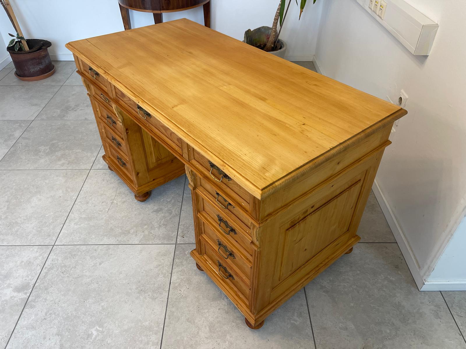 Bäuerlicher Naturholz Schreibtisch - Massivholz Bauernmöbel gebraucht G1146