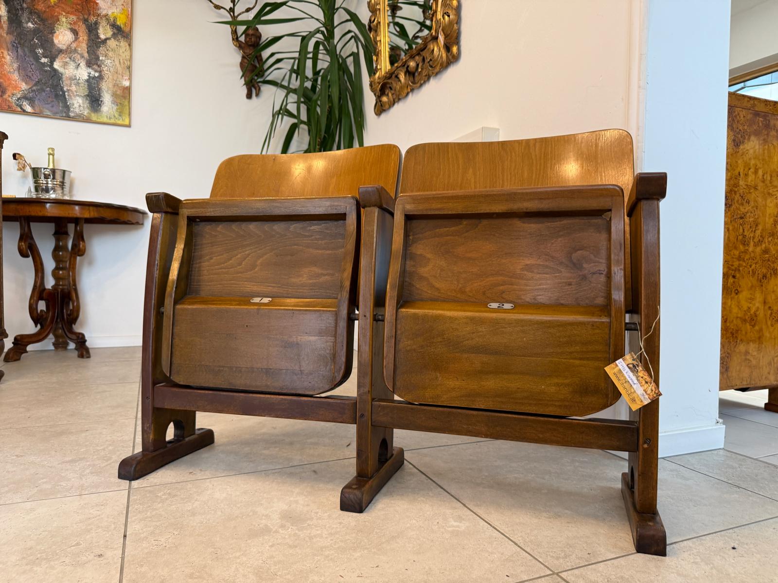 Original Wiener Kinosessel 2er Sitz Klappstuhl Stuhl Nostalgie G1733
