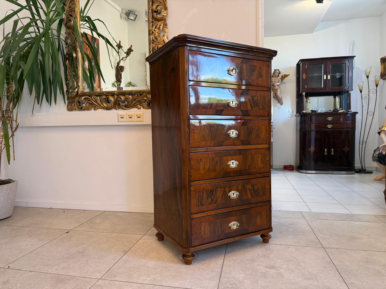 Biedermeier Wochenkommode Nussholz Restauriert Antiquität D2684