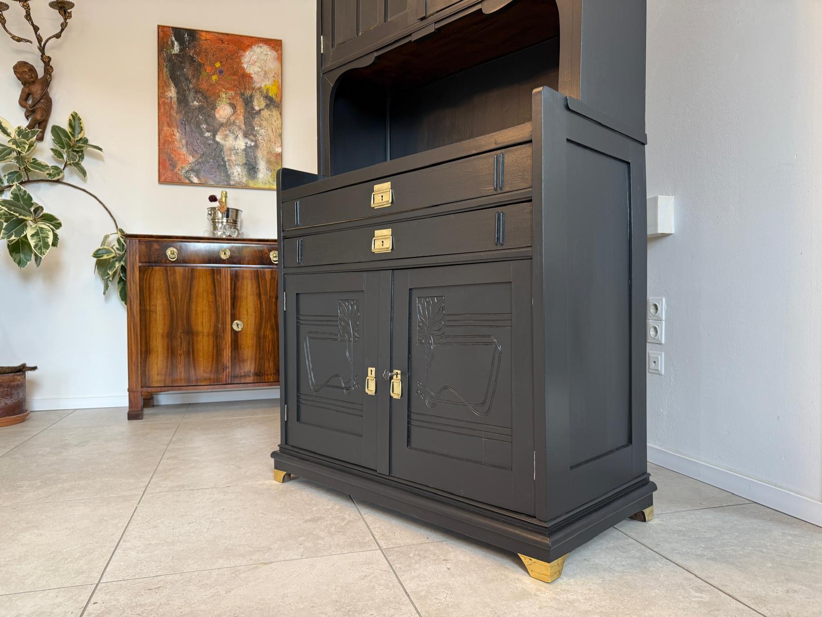 Restauriertes Jugendstil Aufsatzbuffet Bücherschrank G2095