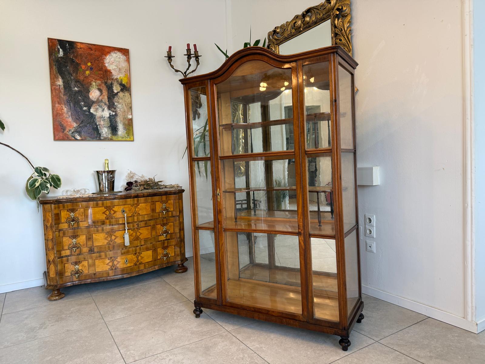 Altrestaurierte Spätbiedermeier Vitrine Bücherschrank Glasschrank Antiquität D2725