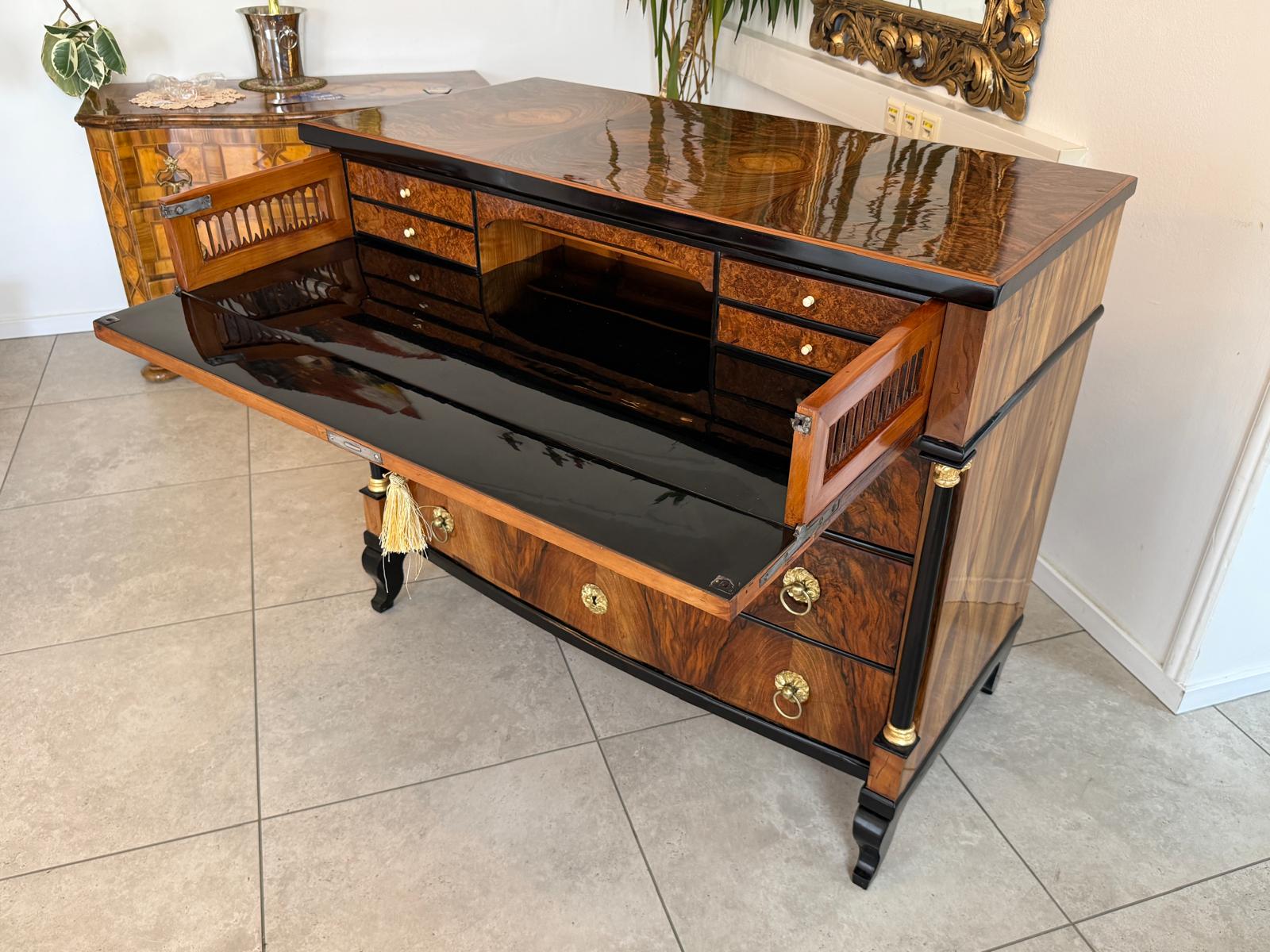 SALE Restaurierte Empire Schreibkommode Nussholz Antiquität Antikmöbel D2680