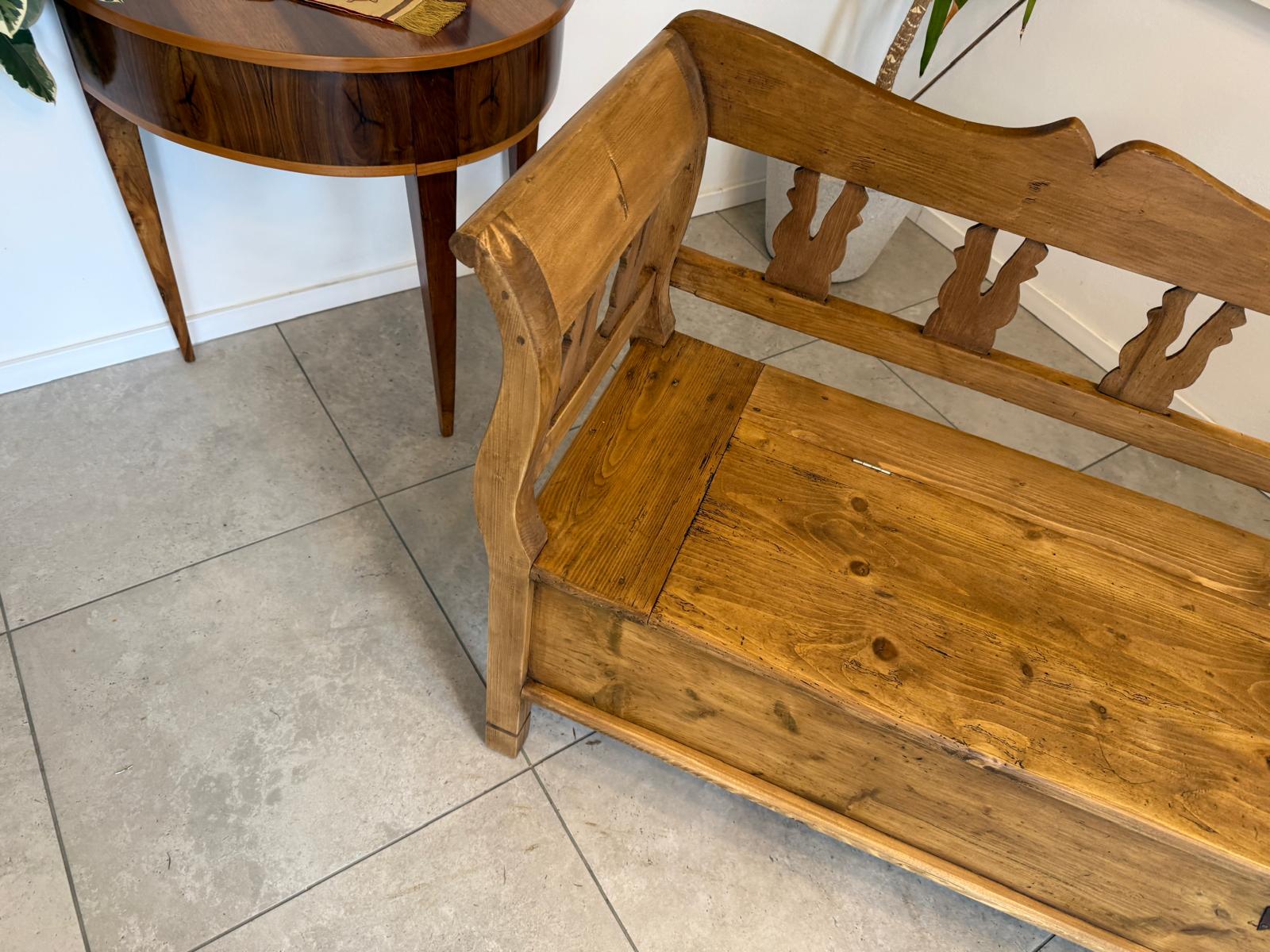 Provinzielle Biedermeier Truhenbank Landhausbank Antik D1087