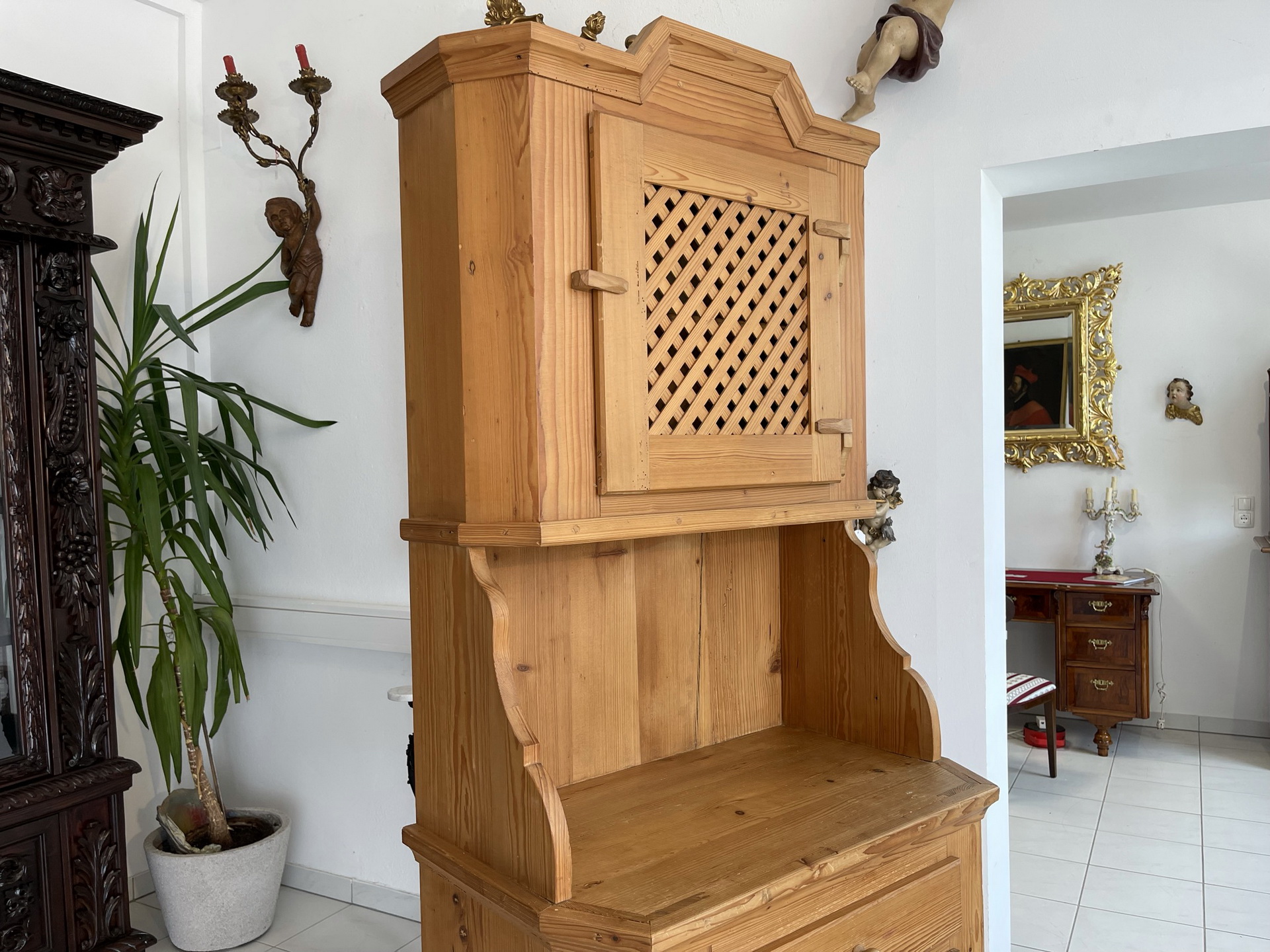 Jugendstil-Barock-Biedermeier_117 bäuerlicher Schrank Speiskasten Bauernkasten Küchenschrank A2914