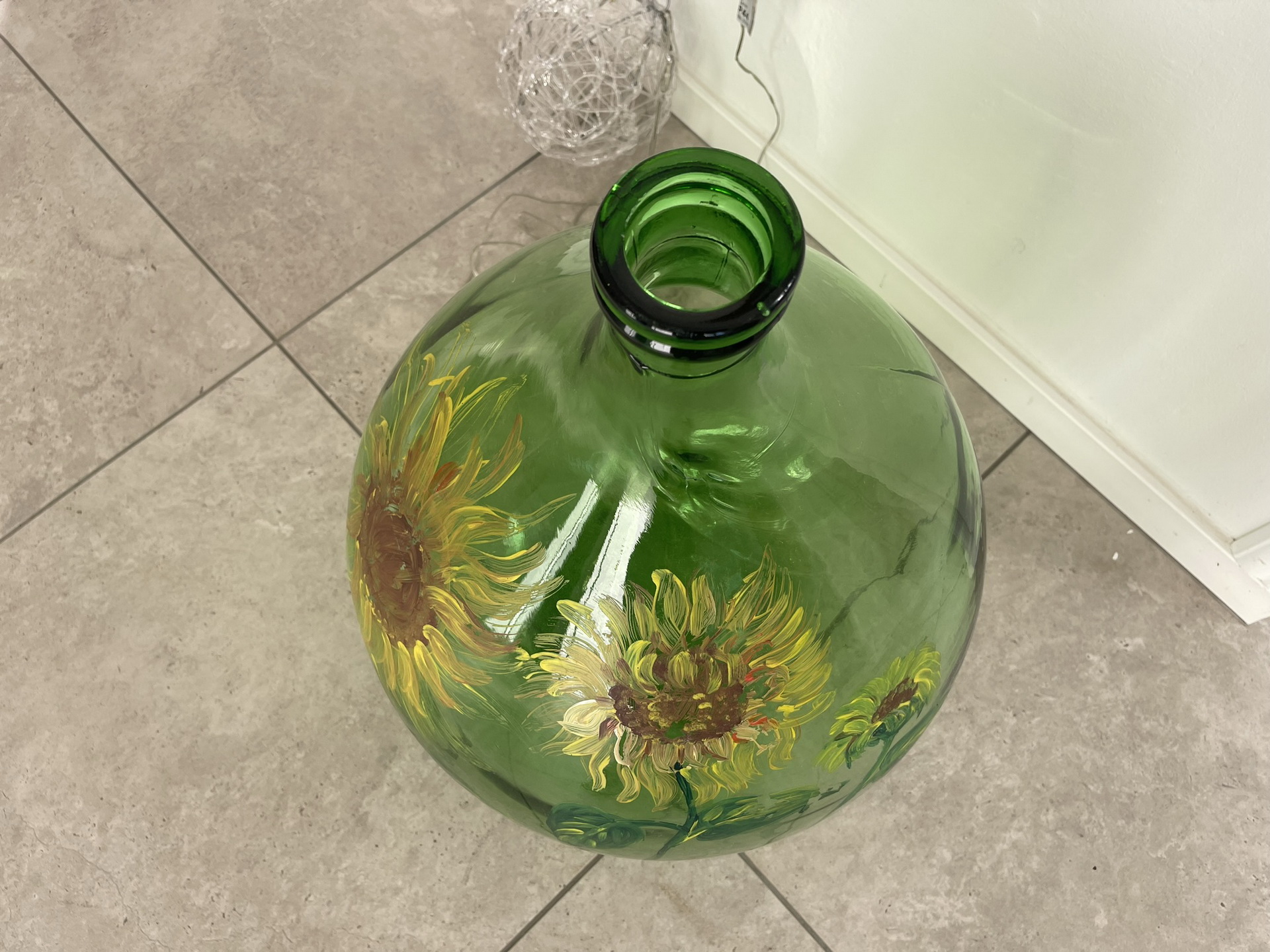 Bauernstube_15noE2hWttyvHzA Alte Glasflasche Weinballon, Gärballon, mundgelasen B1702