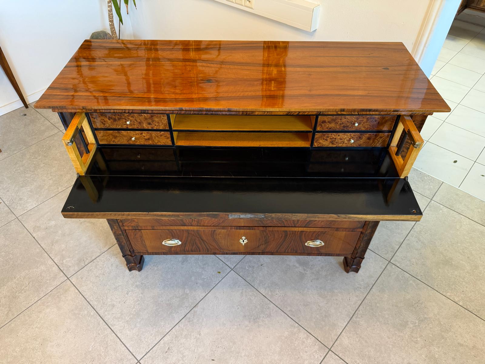 SALE Restaurierte Biedermeier Schreibkommode Nussholz Antiquität Antikmöbel G2159