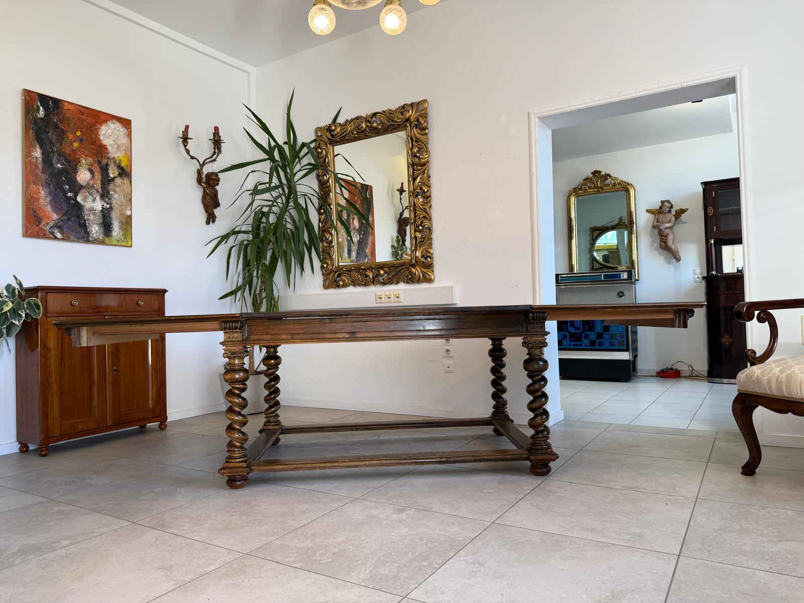 Barock Tisch Esstisch Antik Refektoriumtisch Antiquität Auszugtisch D1213