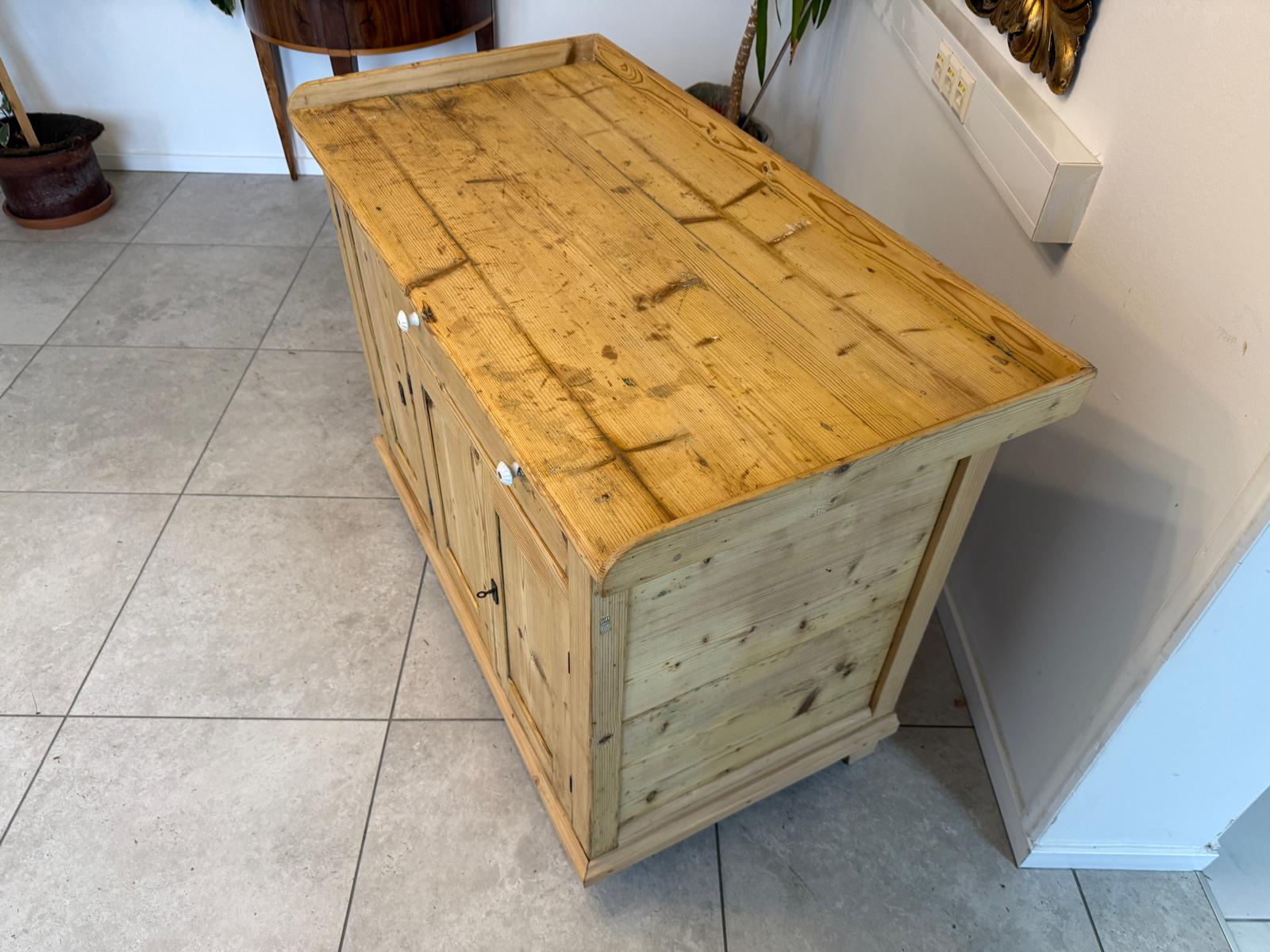 Bäuerliche Wickelanrichte Kommode Naturholz Antik & Alt D1083
