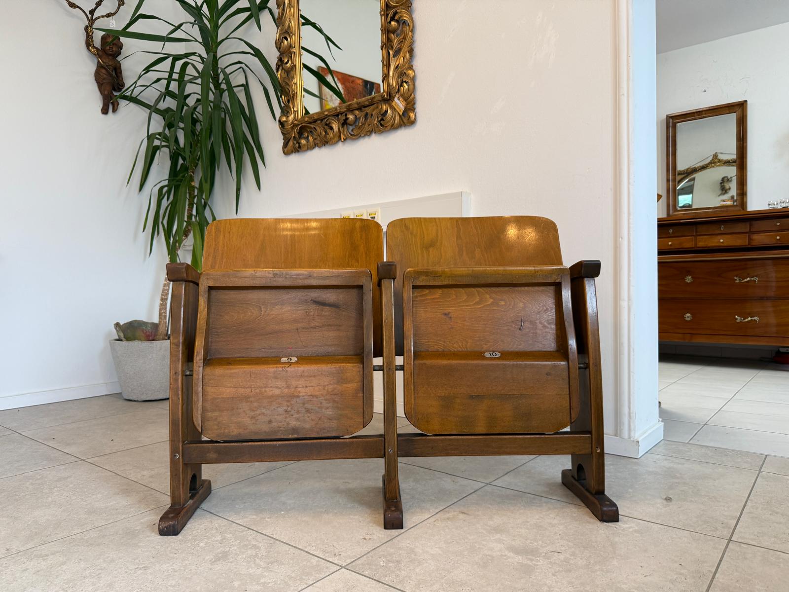 Original Wiener Kinosessel 2er Sitz Klappstuhl Stuhl Nostalgie G1727