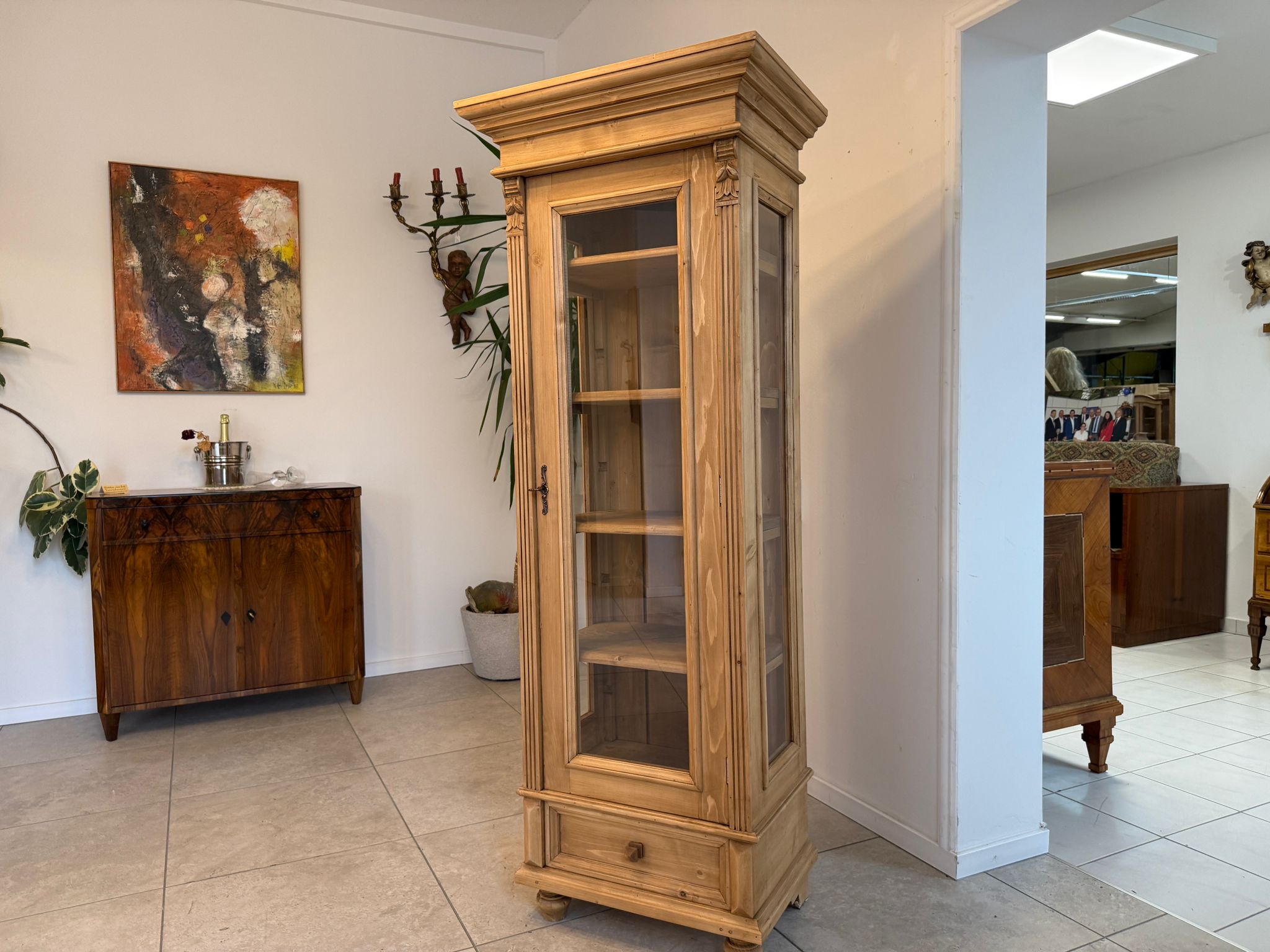 Bäuerliche Vitrine Bauernvitrine Bauernschrank Naturholz Vitrine A4130