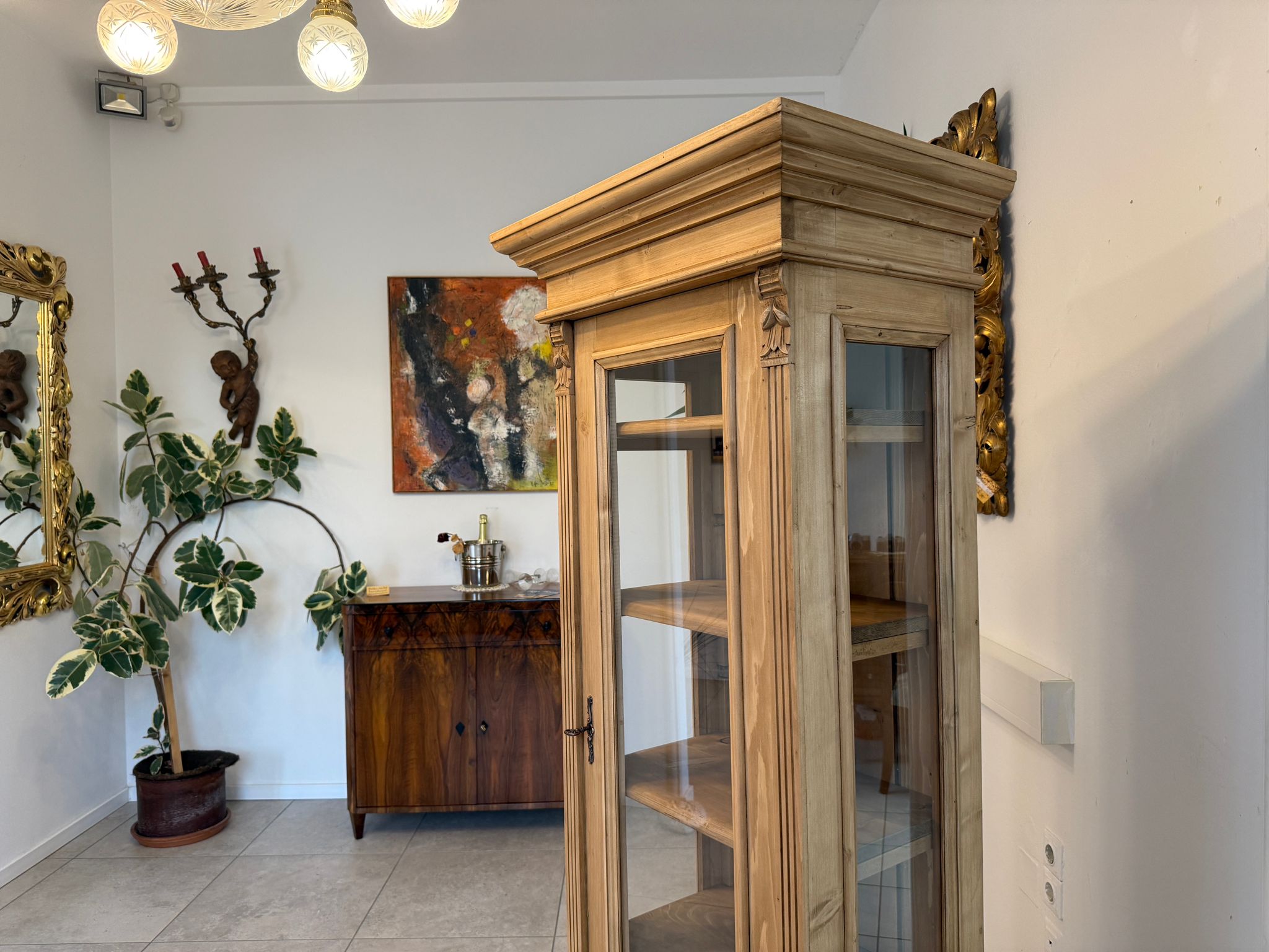 Bäuerliche Vitrine Bauernvitrine Bauernschrank Naturholz Vitrine A4130