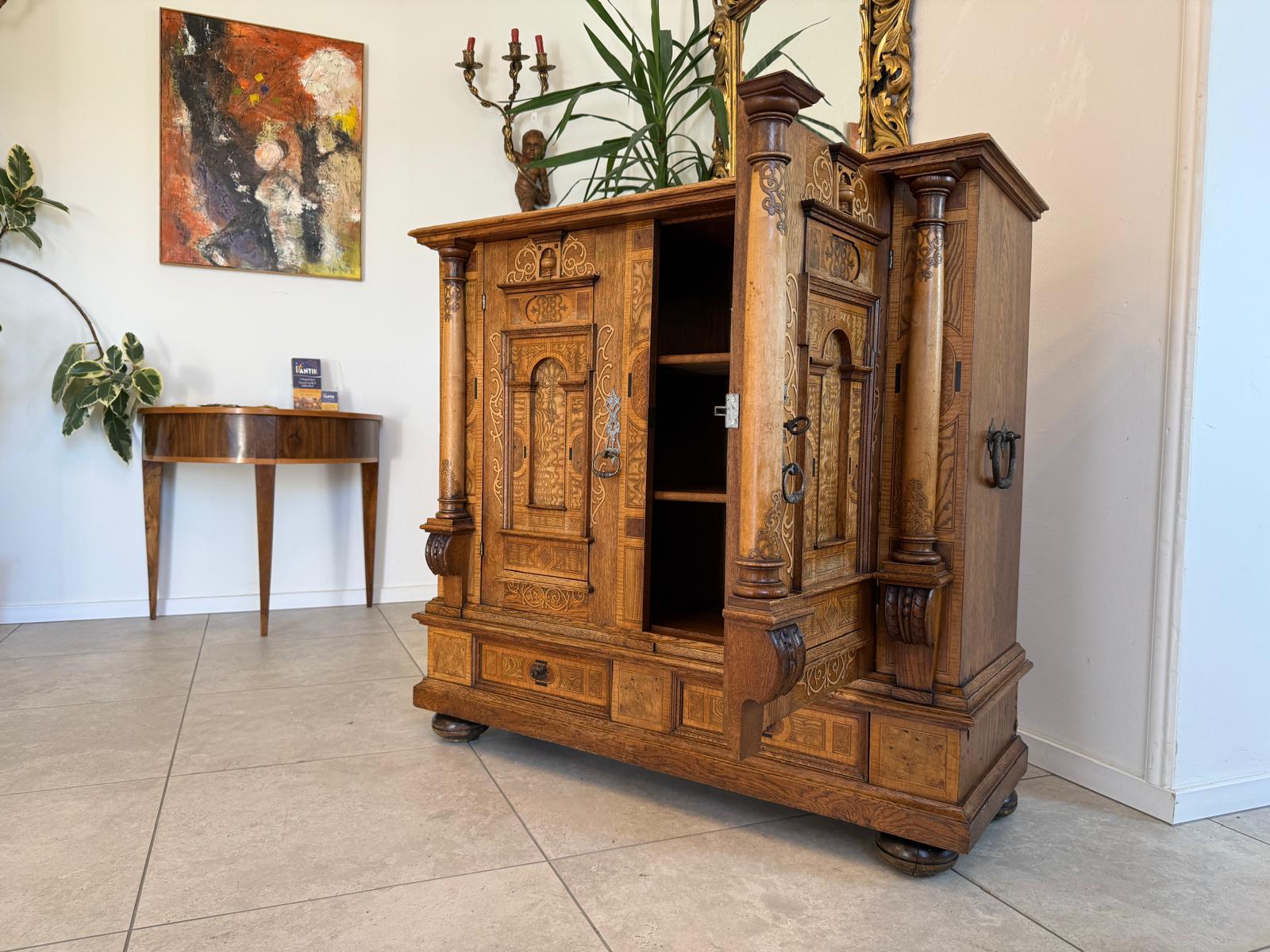 Spätrenaissance Anrichte Eichenholz Original Rarität Antiquität G2189