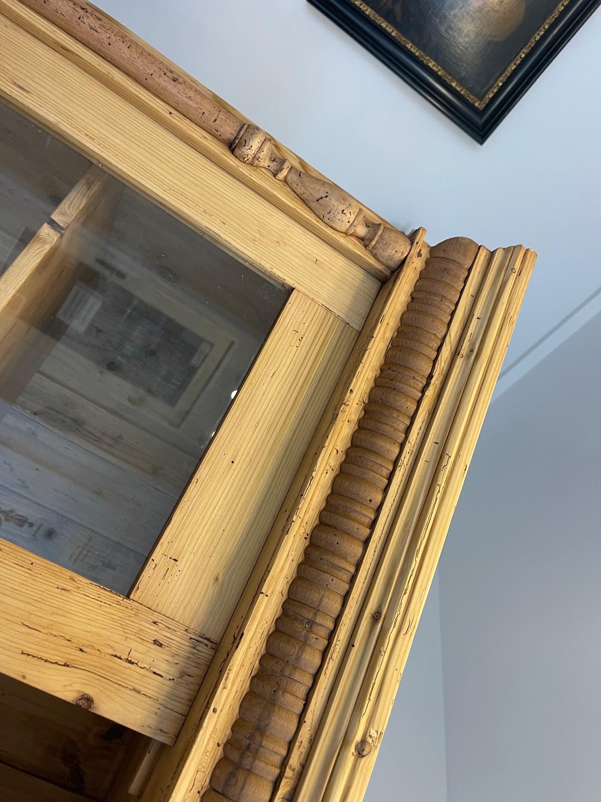 Originale Vitrine Bauernschrank Naturholz Bücherschrank Bauernvitrine Antik G1352