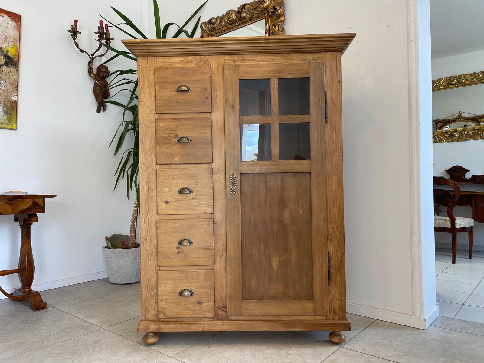Antiker Biedermeier Brotschrank Almerschrank Vorratskasten Vitrine Bauernvitrine G1652