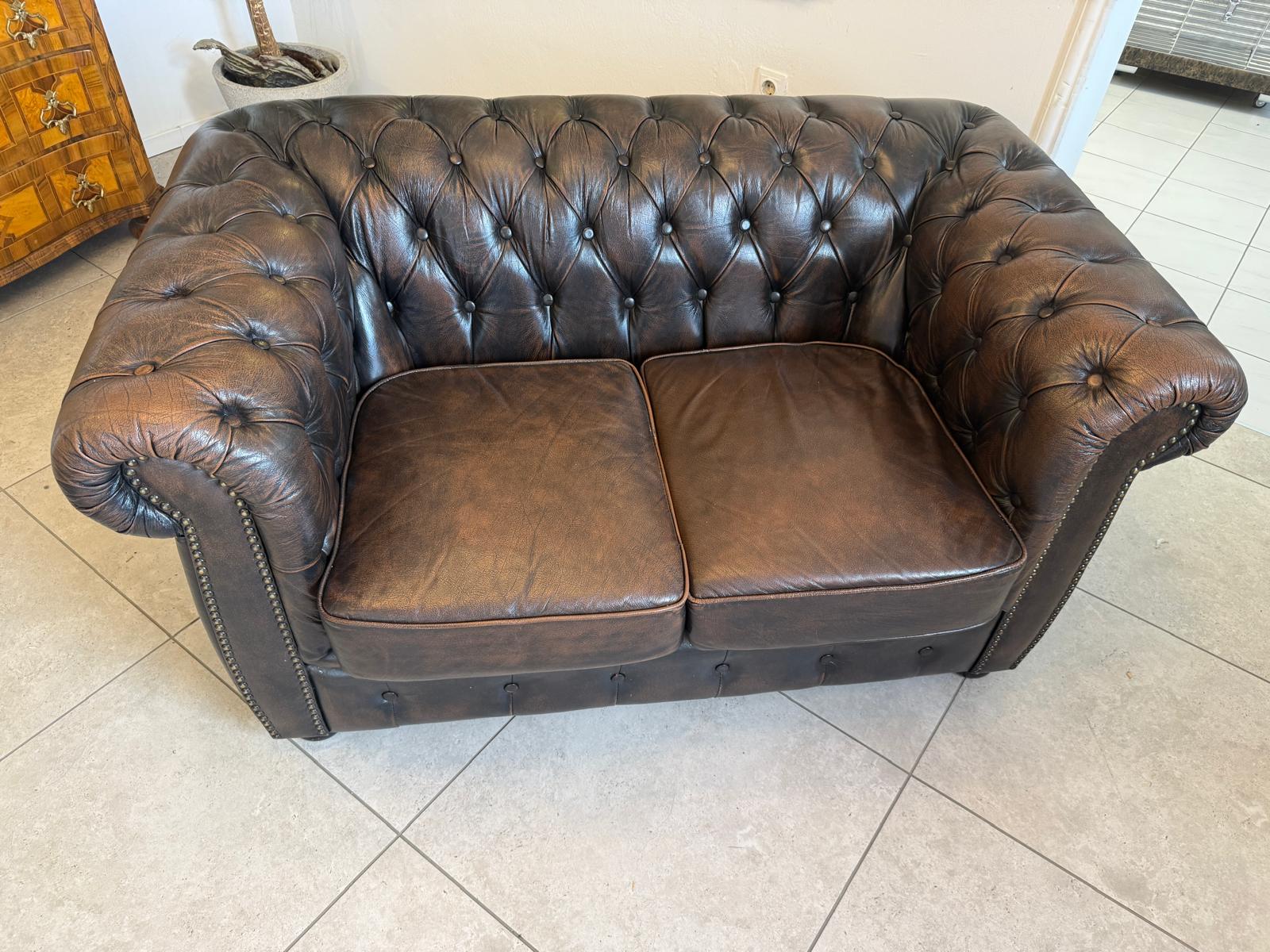 Chesterfield 2er Clubsofa Couch Zigarrenbraun D2757