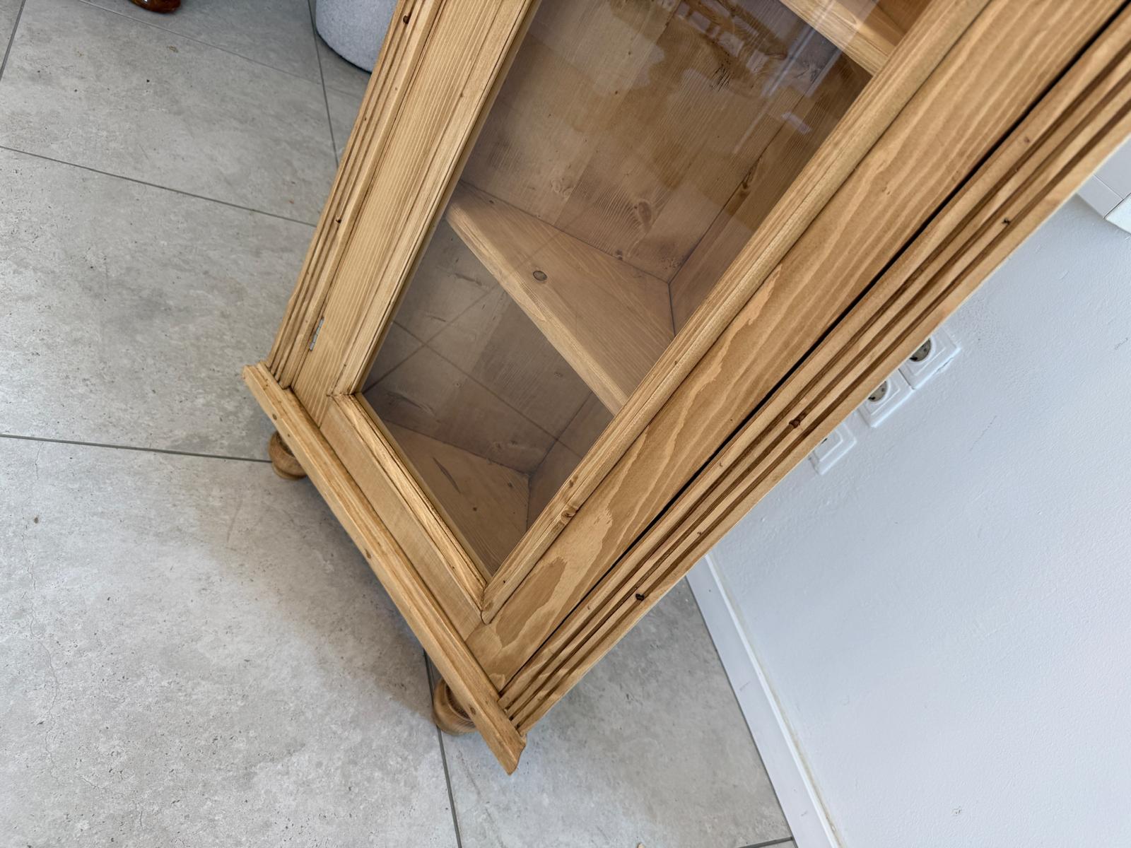 Eckschrank Eckvitrine Naturholz Weichholz BauernschrankD2671