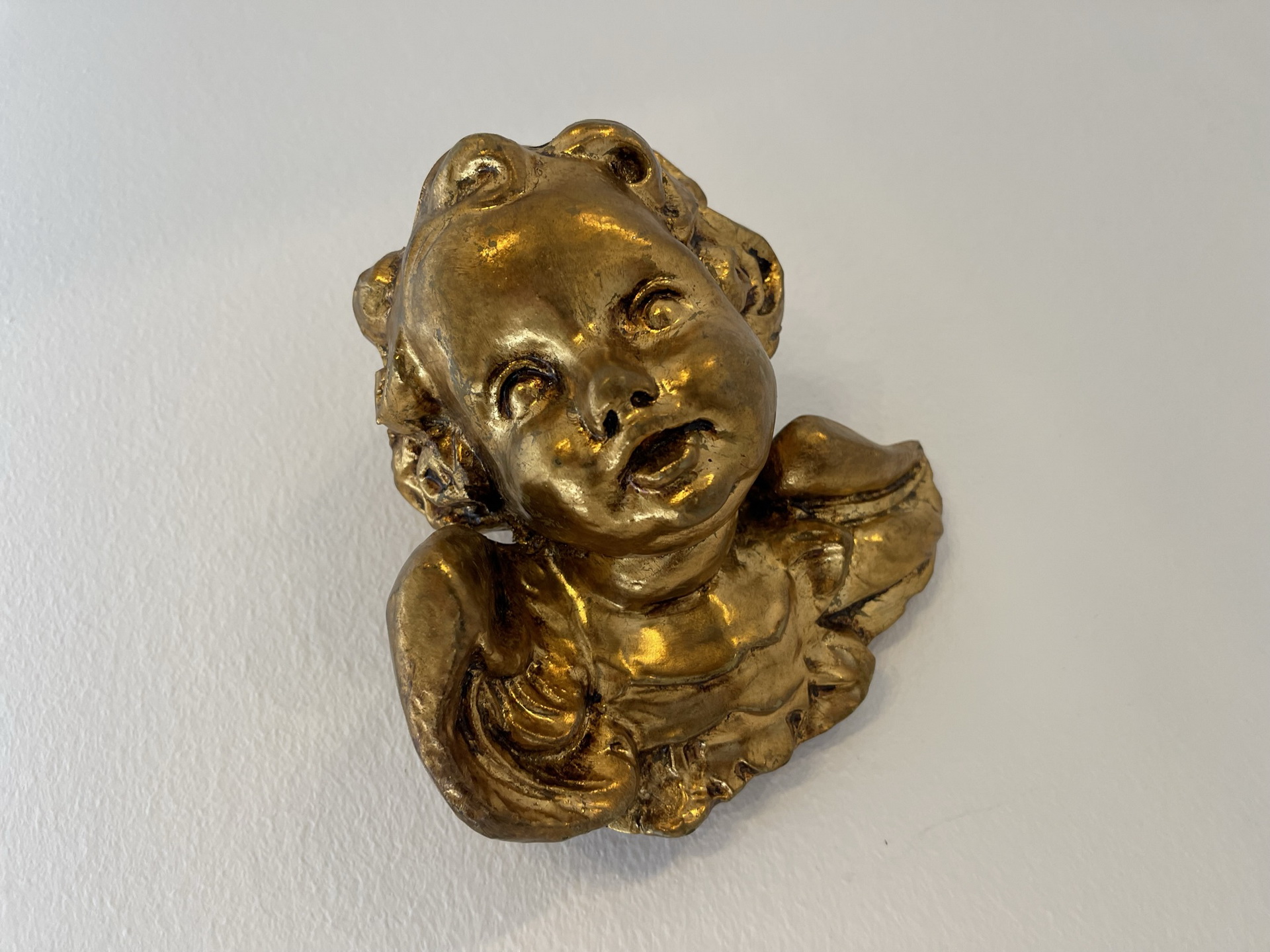 Engelskopf Holzengel golden  Holzgeschnitzt B1068