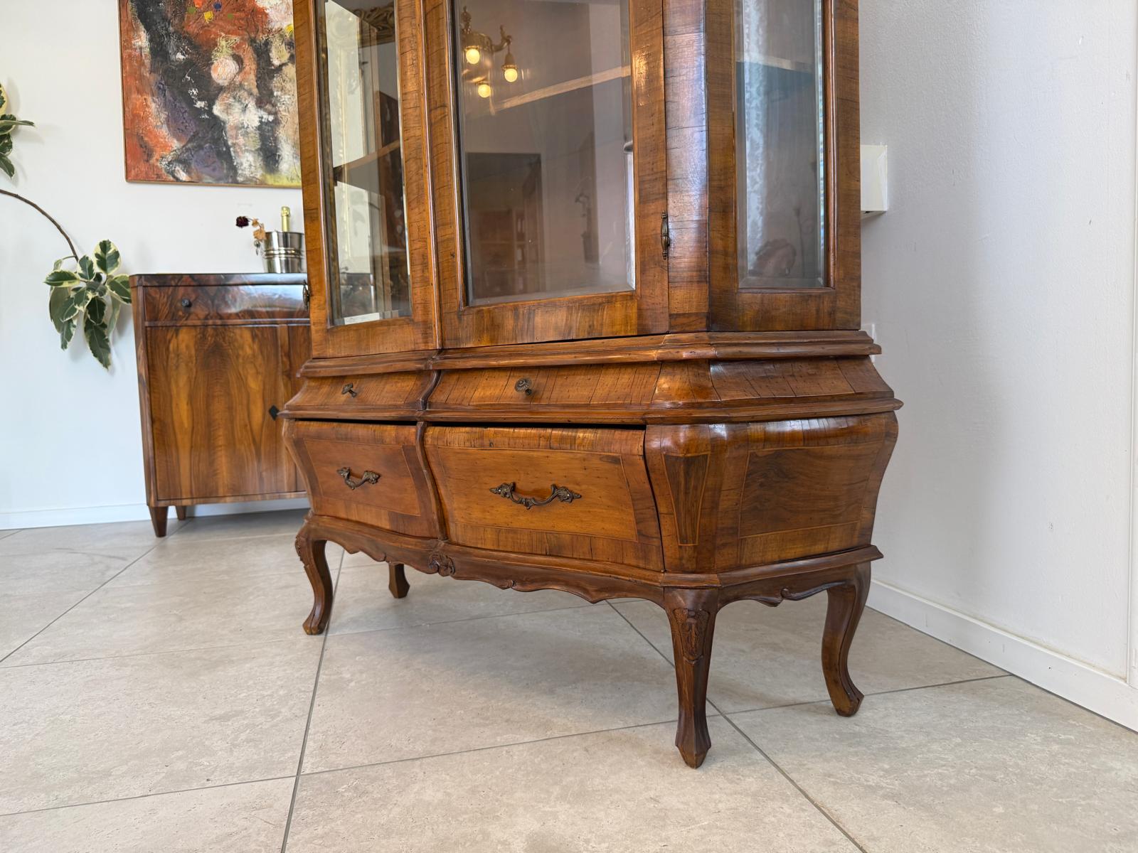 Bücherschrank Barock Barockstil Vitrine Glasschrank Wohnzimmerschrank G1956