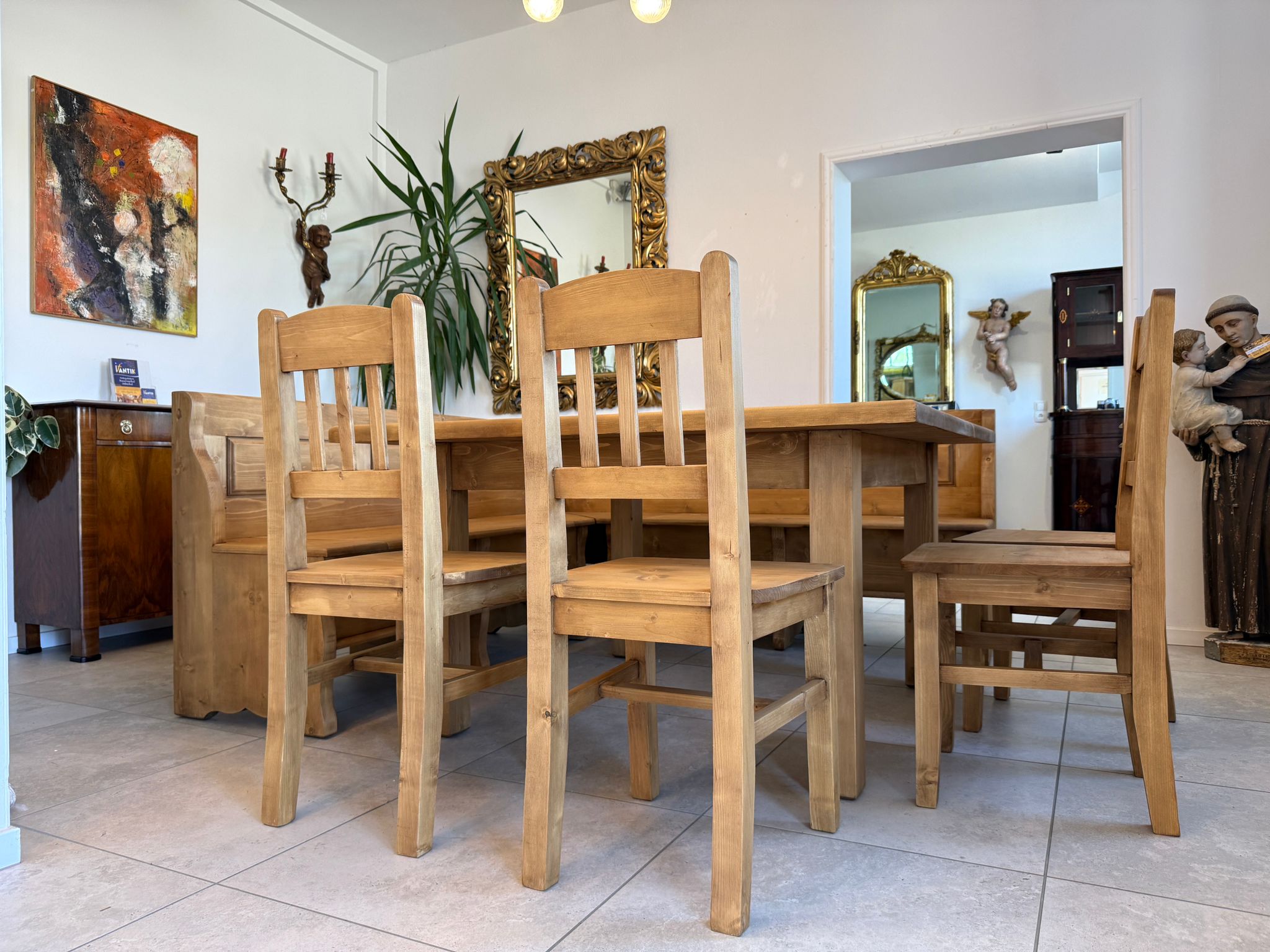 Bauernstube Eckbankgruppe Bauerntisch 4 Sessel Fichtenholz D2329
