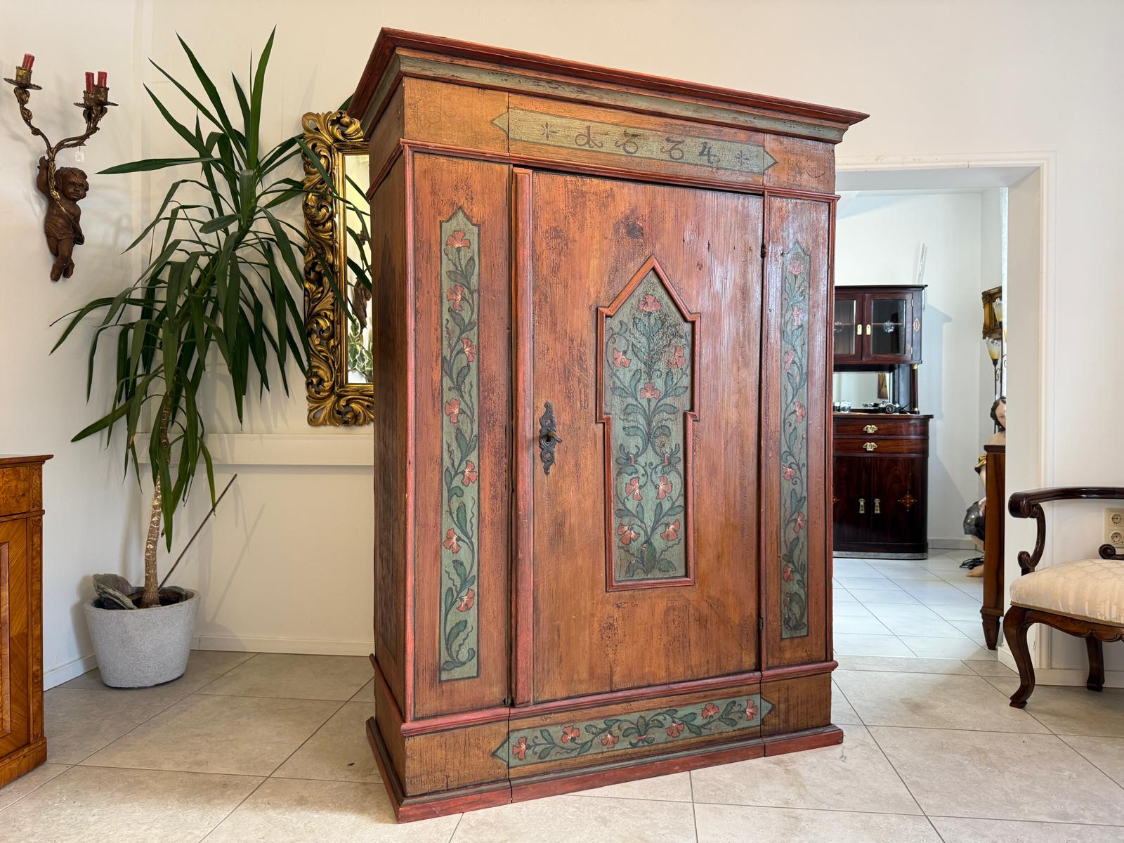 Handbemalter Barockschrank Bauernschrank Bauernkasten Kitzbühel 1784 D1204