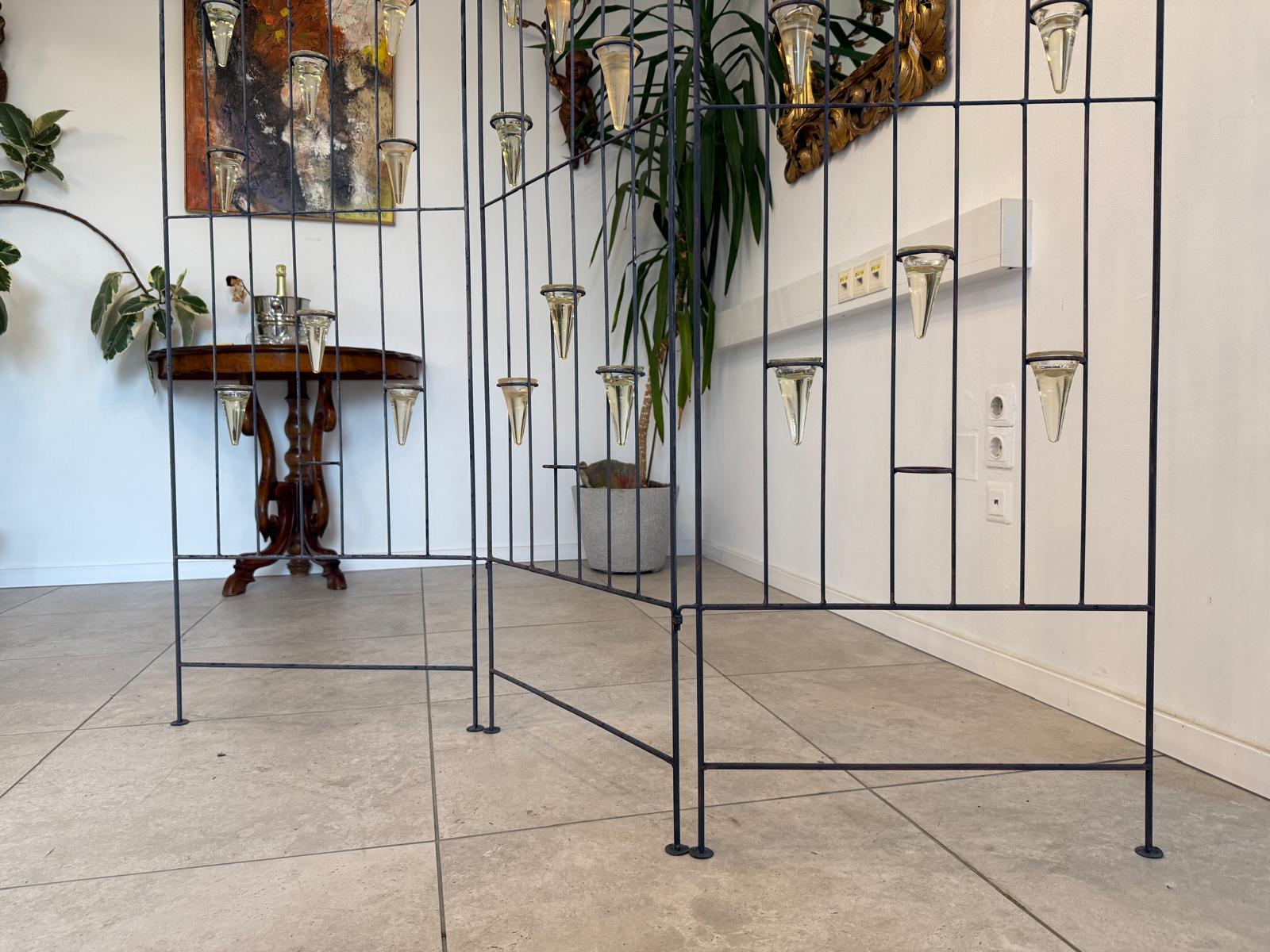 3 teiliger Metall Paravent / Raumteiler, elegante nostalgische Trennwand G1803