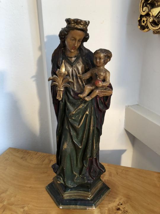 Heiligenfigur Wachsfigur Maria Mutter Gottes mit Kerze X1511