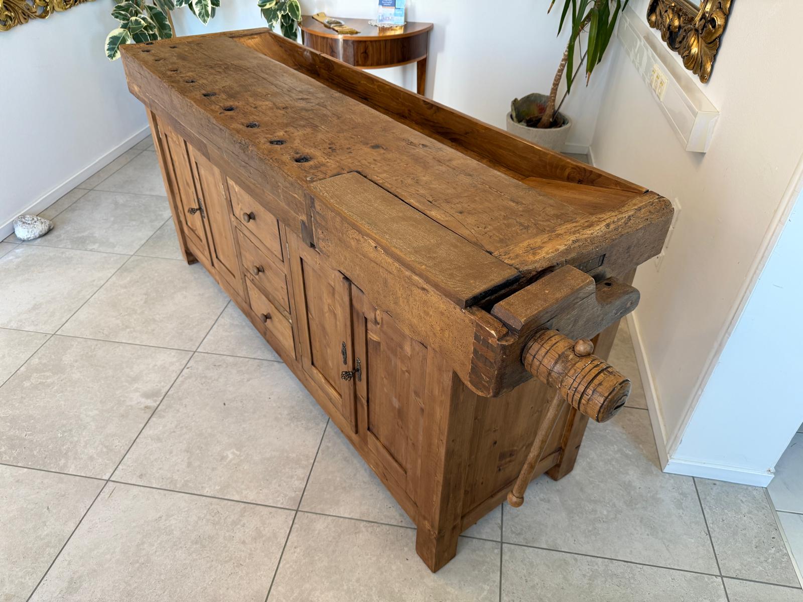 Urige Hobelbank Werkbank Pult Tresen Ladenschrank G2183
