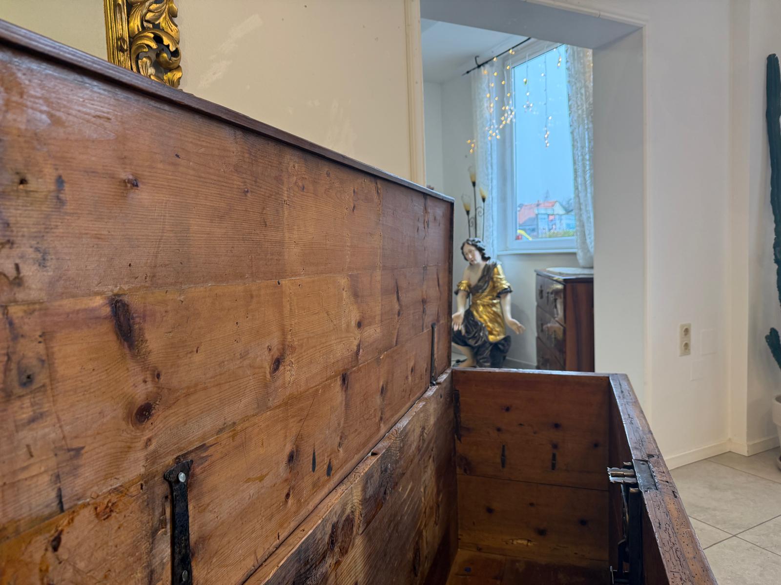 Truhe Bauerntruhe Naturholztruhe Nadelholz Bauernmöbel Antiquität G2366