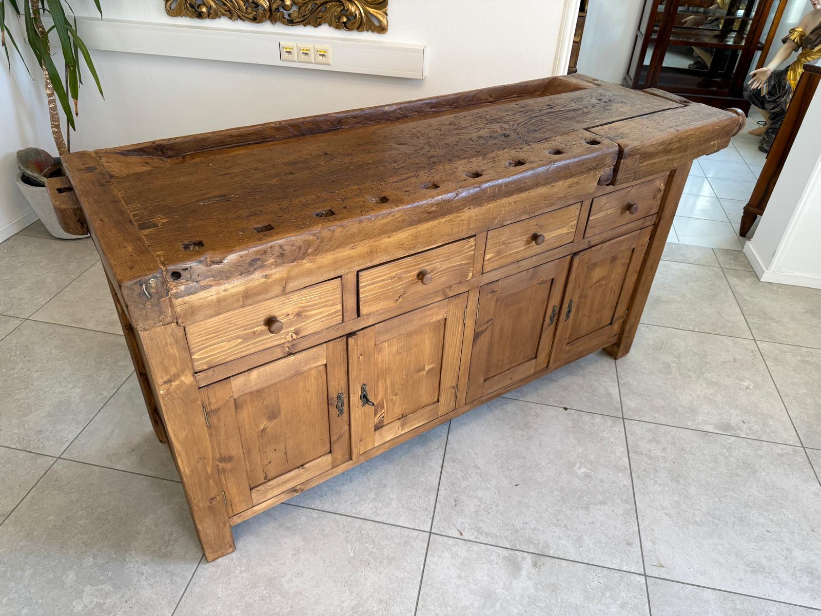 Urige Hobelbank Werkbank Pult Tresen Ladenschrank G2190